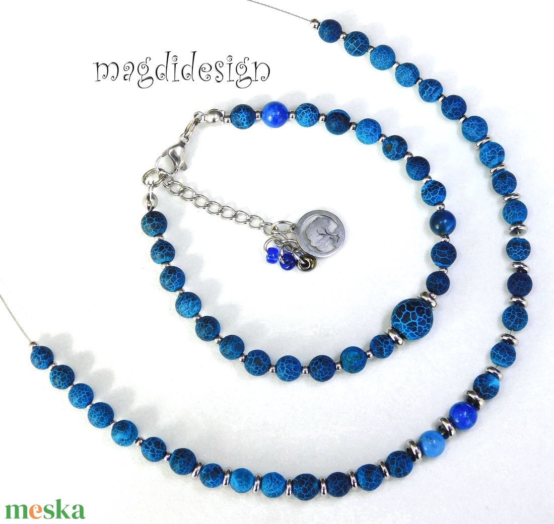 Kék howlit ásvány nyaklánc - ékszer - nyaklánc - bogyós nyaklánc - Meska.hu