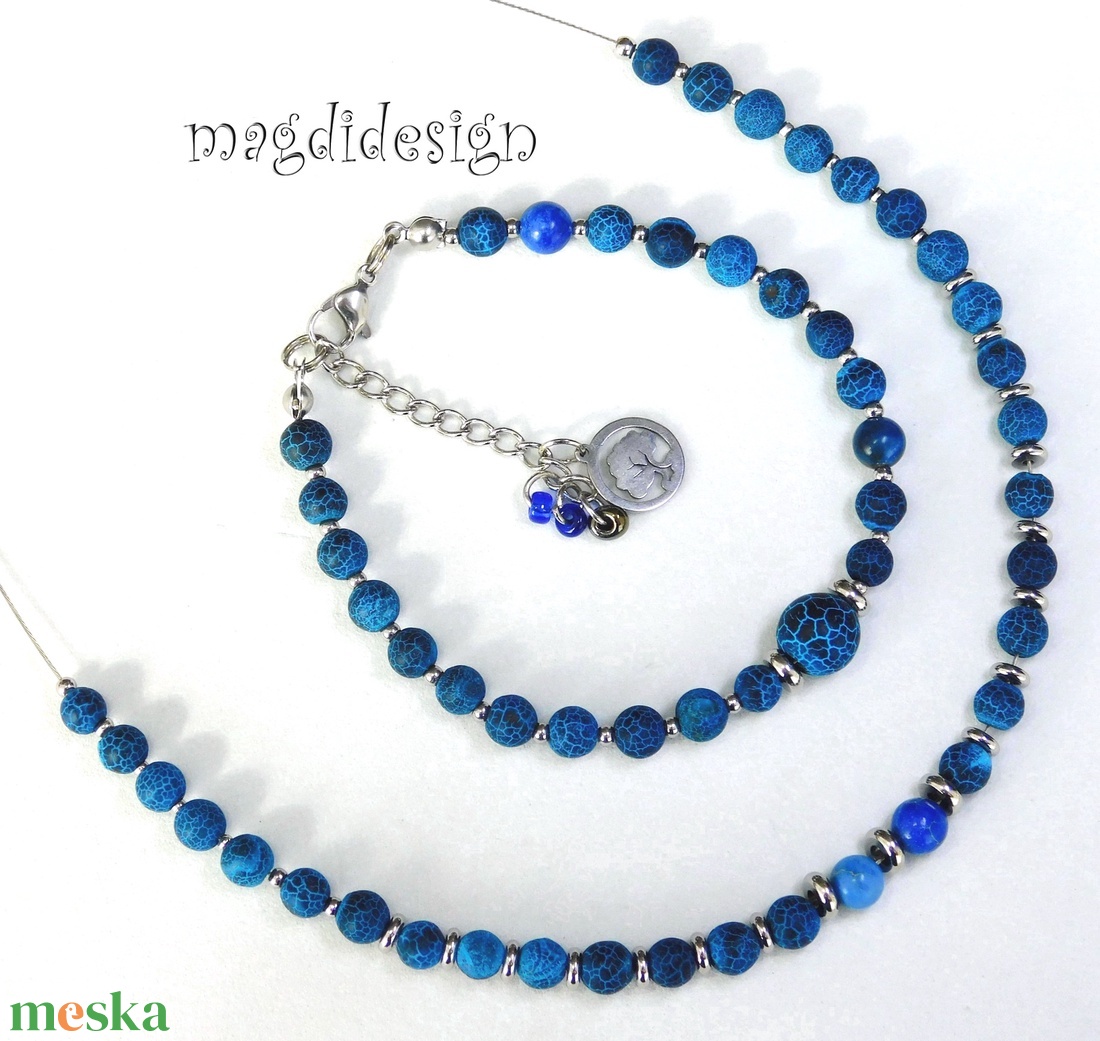 Kék howlit ásvány karkötő - ékszer - karkötő - ásványkarkötő - Meska.hu