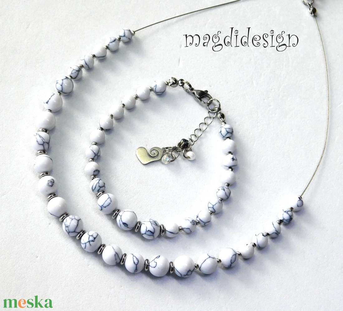 Fehér howlit ásványkarkötő - ékszer - karkötő - ásványkarkötő - Meska.hu