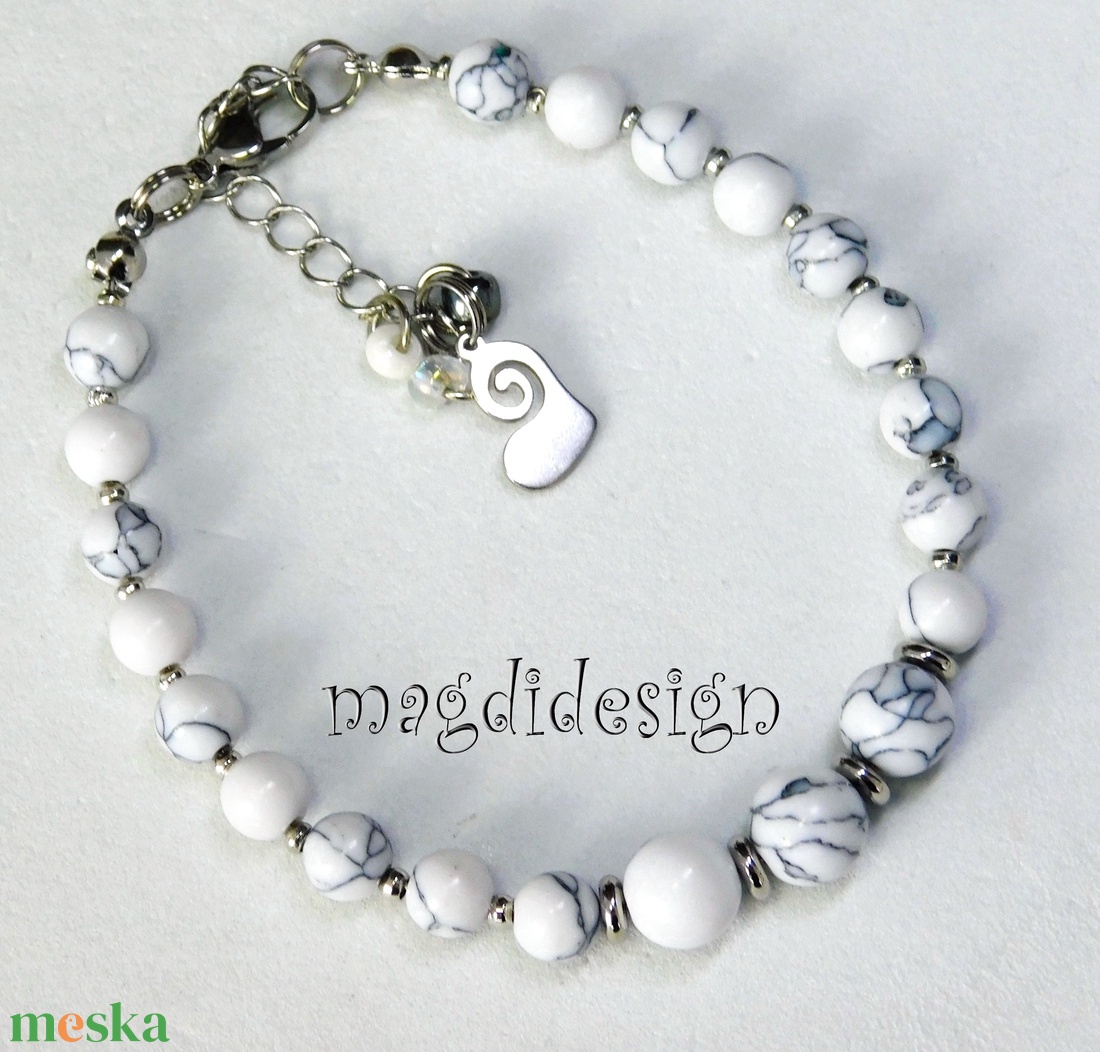Fehér howlit ásványkarkötő - ékszer - karkötő - ásványkarkötő - Meska.hu