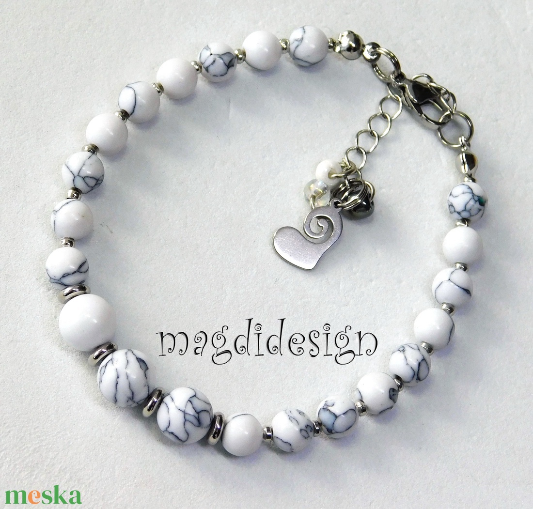 Fehér howlit ásványkarkötő - ékszer - karkötő - ásványkarkötő - Meska.hu
