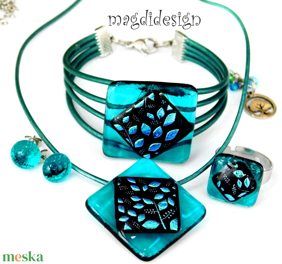 Tavaszi szél színjáték dichroic üvegékszer szett  Anyáknapjára ballagásra, születésnapra, névnapra - ékszer - ékszerszett - Meska.hu