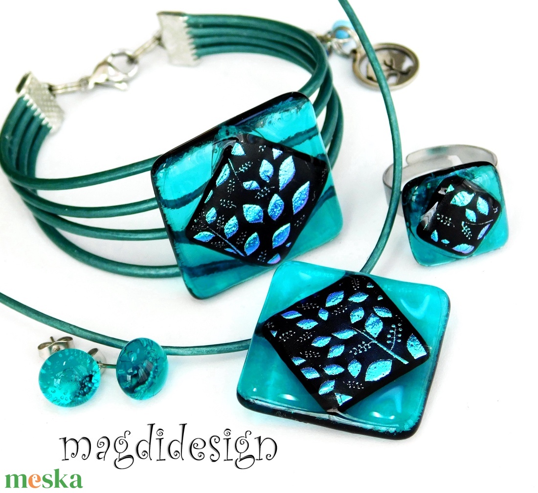 Tavaszi szél színjáték dichroic üvegékszer szett  Anyáknapjára ballagásra, születésnapra, névnapra - ékszer - ékszerszett - Meska.hu