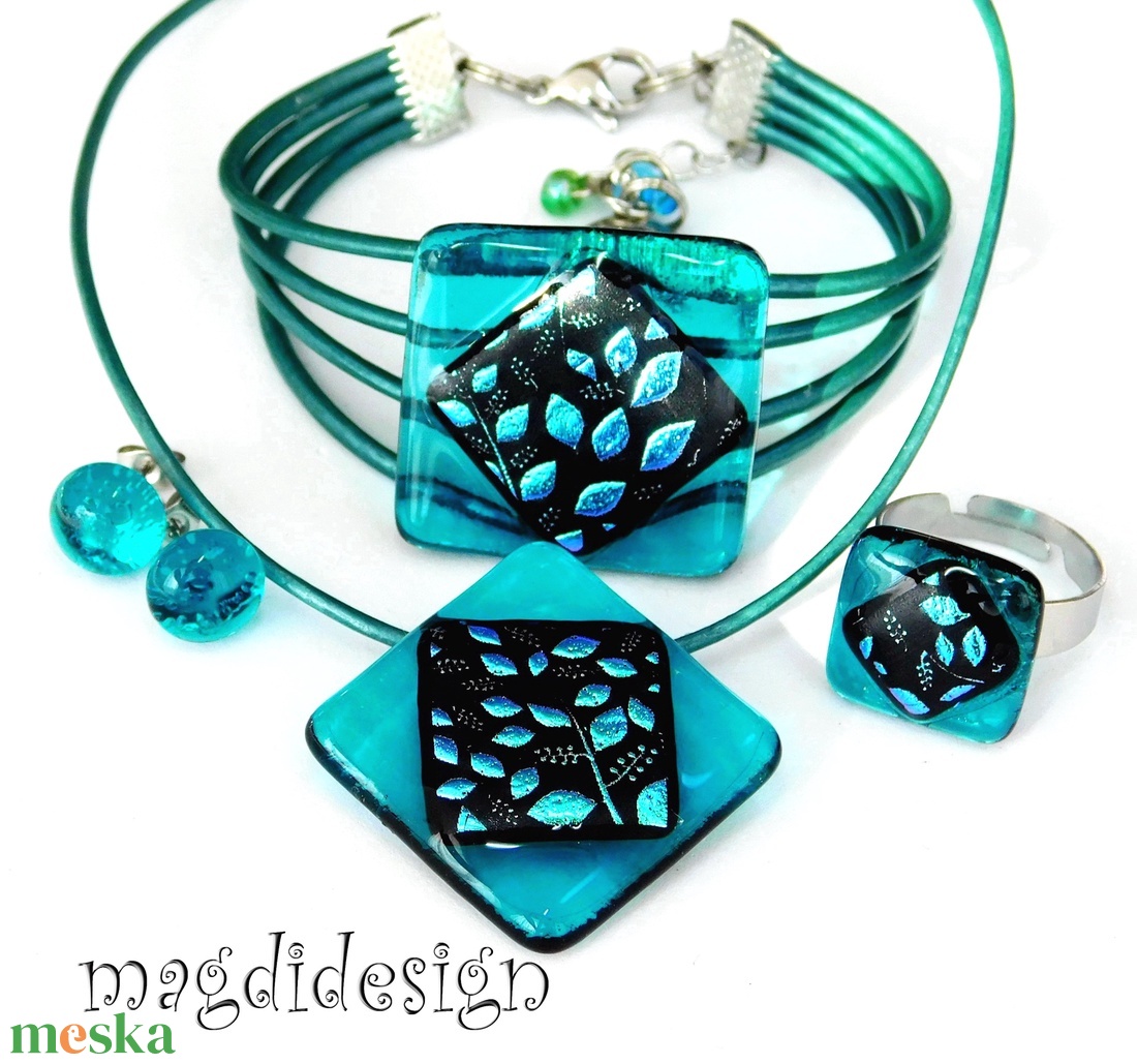 Tavaszi szél színjáték dichroic üvegékszer szett  Anyáknapjára ballagásra, születésnapra, névnapra - ékszer - ékszerszett - Meska.hu