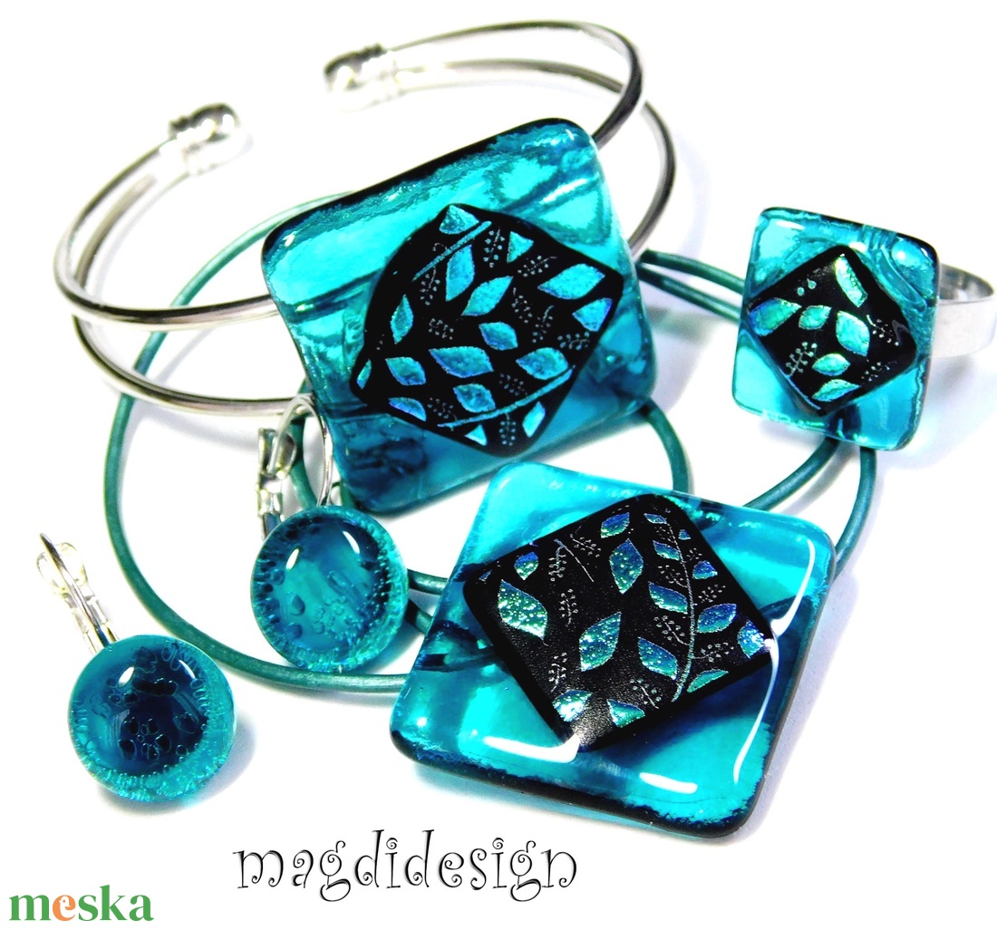 Tavaszi szél színjáték dichroic üvegékszer szett 1  Anyák napjára ballagásra, születésnapra, névnapra - ékszer - ékszerszett - Meska.hu