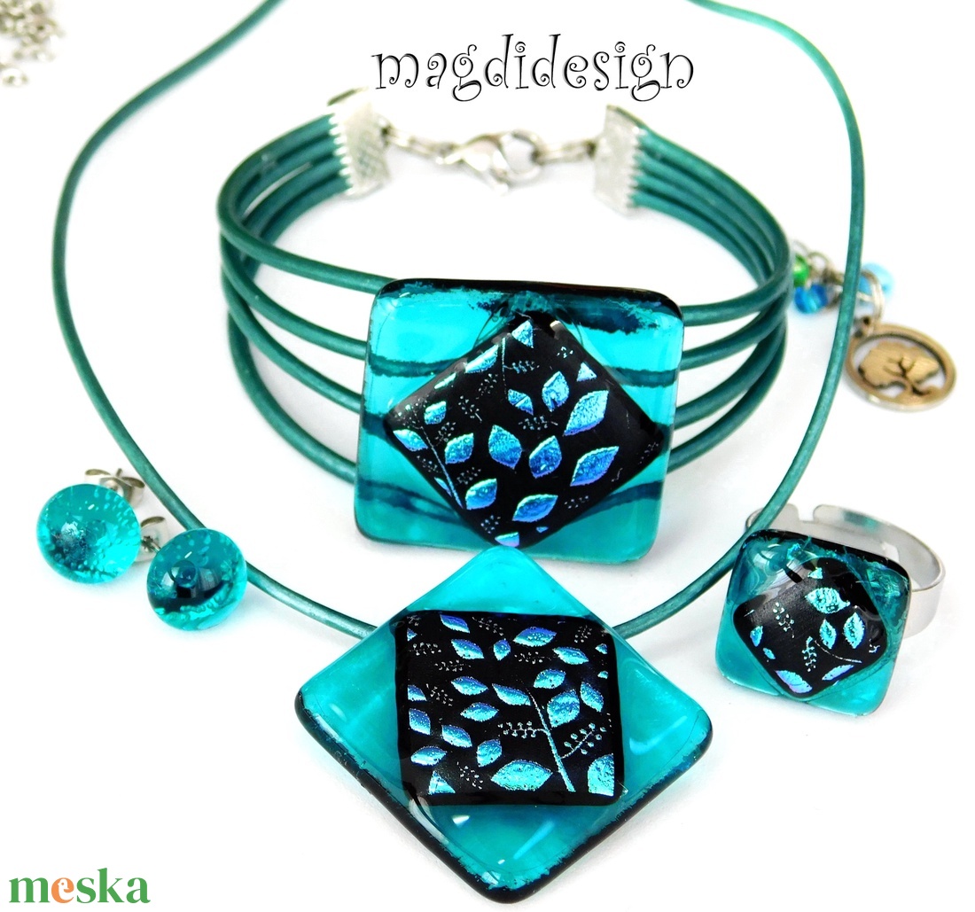 Tavaszi szél színjáték dichroic üvegékszer szett 1  Anyák napjára ballagásra, születésnapra, névnapra - ékszer - ékszerszett - Meska.hu