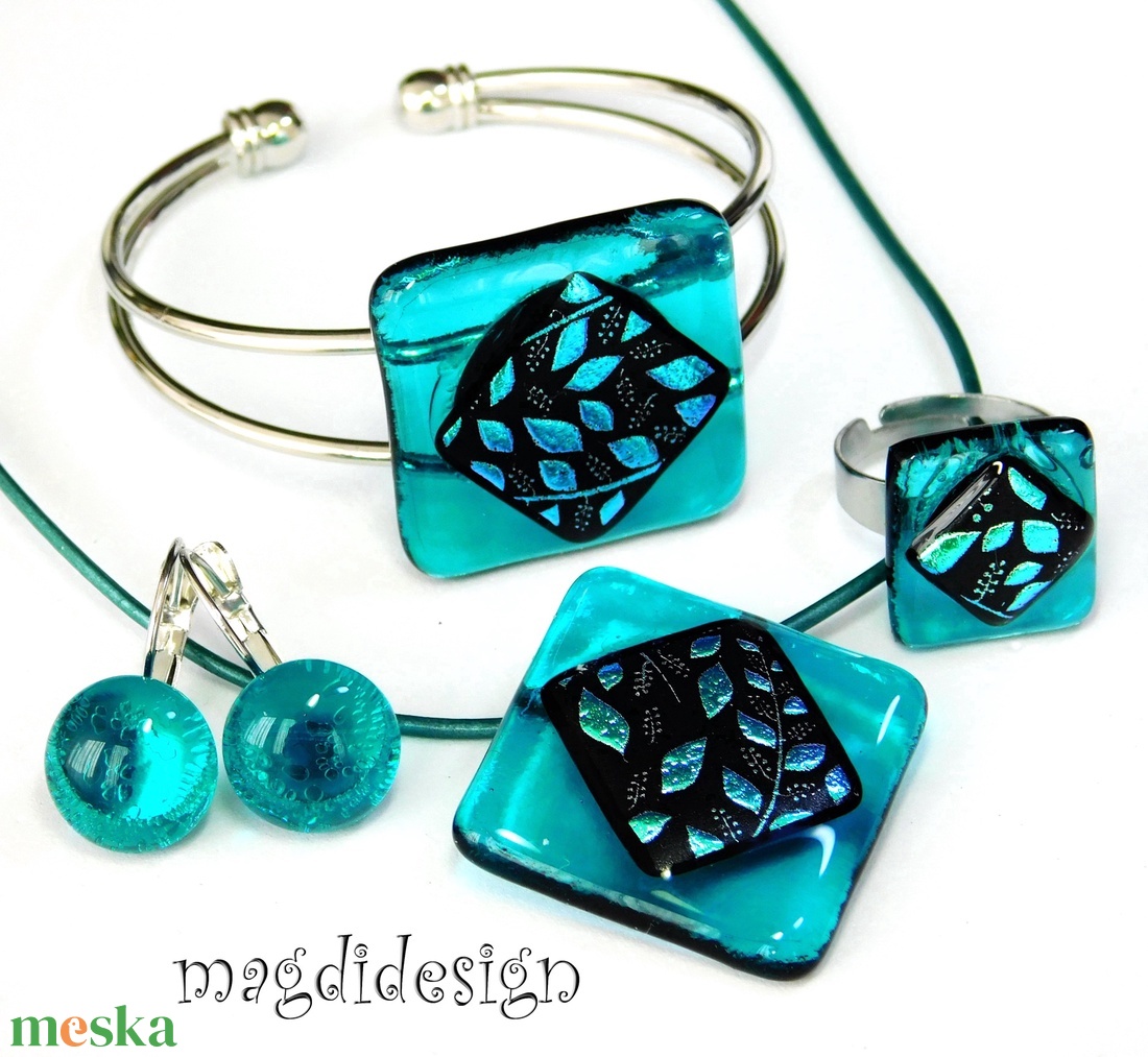 Tavaszi szél színjáték dichroic üvegékszer szett 1  Anyák napjára ballagásra, születésnapra, névnapra - ékszer - ékszerszett - Meska.hu