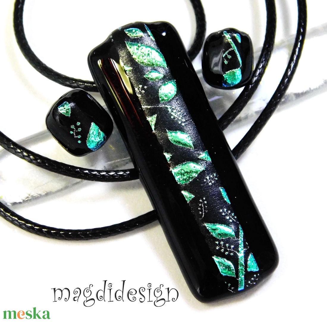 Rügyező ágak üvegékszer szett nyaklánc stiftes fülbevaló  - Anyák napjára, névnapra, születésnapra - ékszer - ékszerszett - Meska.hu