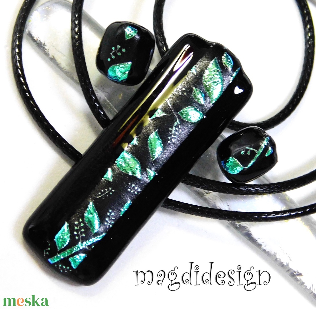 Rügyező ágak üvegékszer szett nyaklánc stiftes fülbevaló  - Anyák napjára, névnapra, születésnapra - ékszer - ékszerszett - Meska.hu