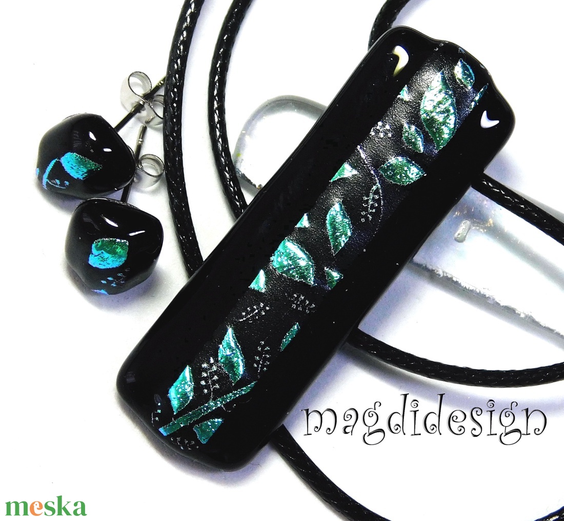 Rügyező ágak üvegékszer szett nyaklánc stiftes fülbevaló  - Anyák napjára, névnapra, születésnapra - ékszer - ékszerszett - Meska.hu