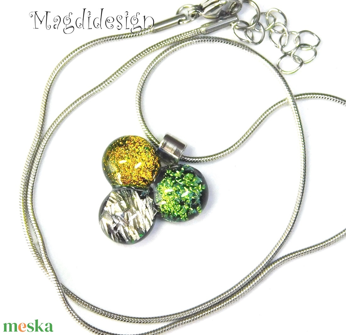 Dichroic bogyós színtrió üvegékszer nyaklánc  - ékszer - nyaklánc - medálos nyaklánc - Meska.hu