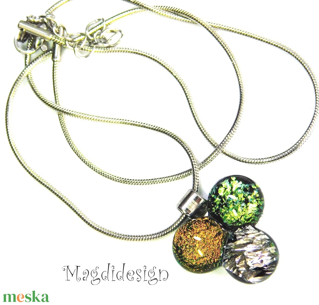 Dichroic bogyós színtrió üvegékszer nyaklánc  - ékszer - nyaklánc - medálos nyaklánc - Meska.hu