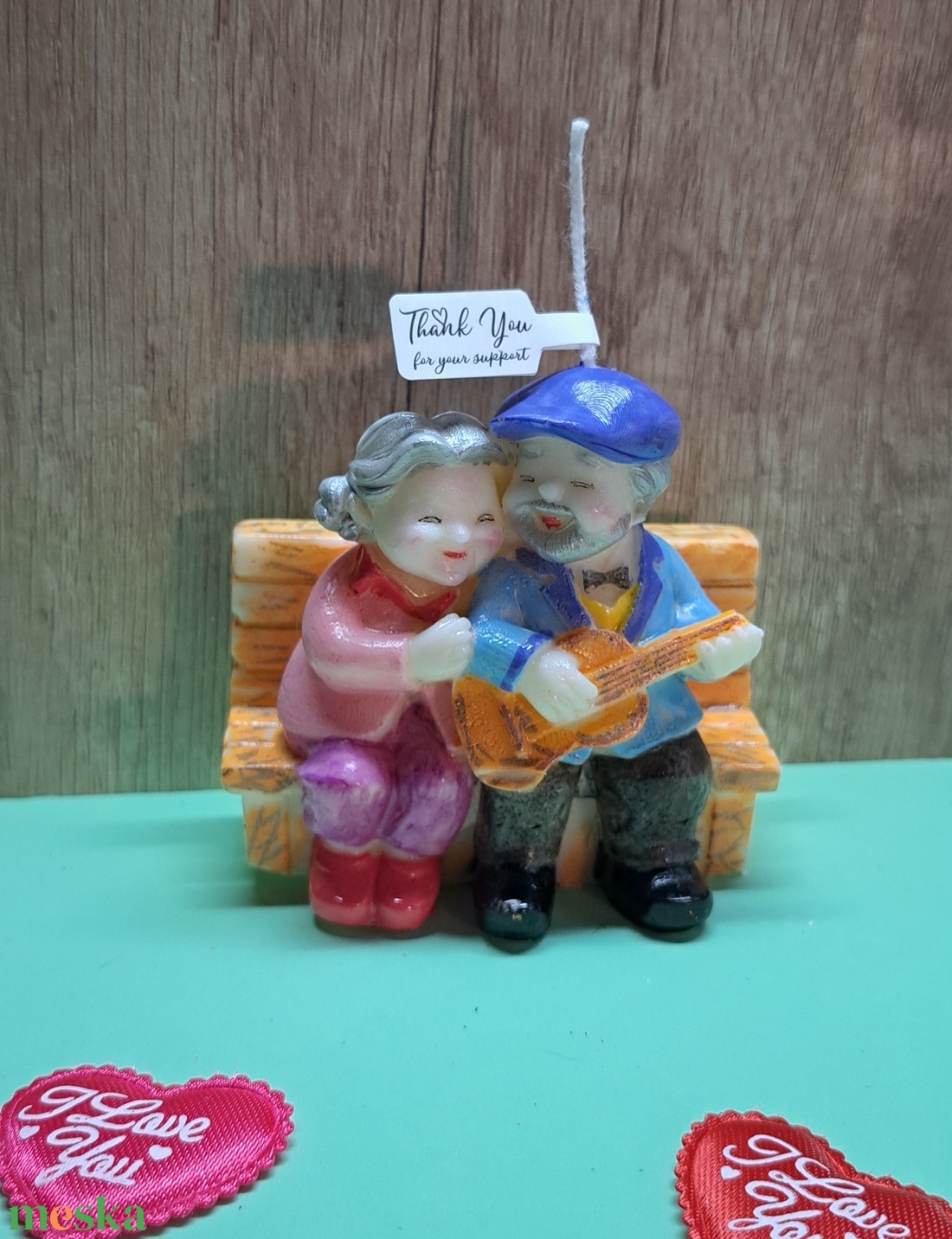 Kézzel festett romantikus gyertya � Idős pár padon  - otthon & életmód - gyertya, illat, aroma - gyertya - Meska.hu