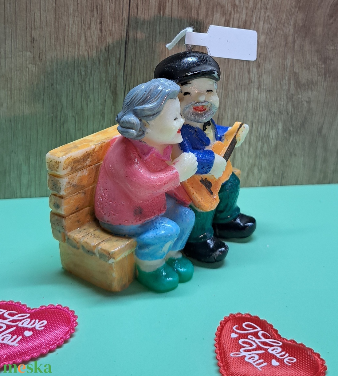 Kézzel festett romantikus gyertya � Idős pár padon  - otthon & életmód - gyertya, illat, aroma - gyertya - Meska.hu