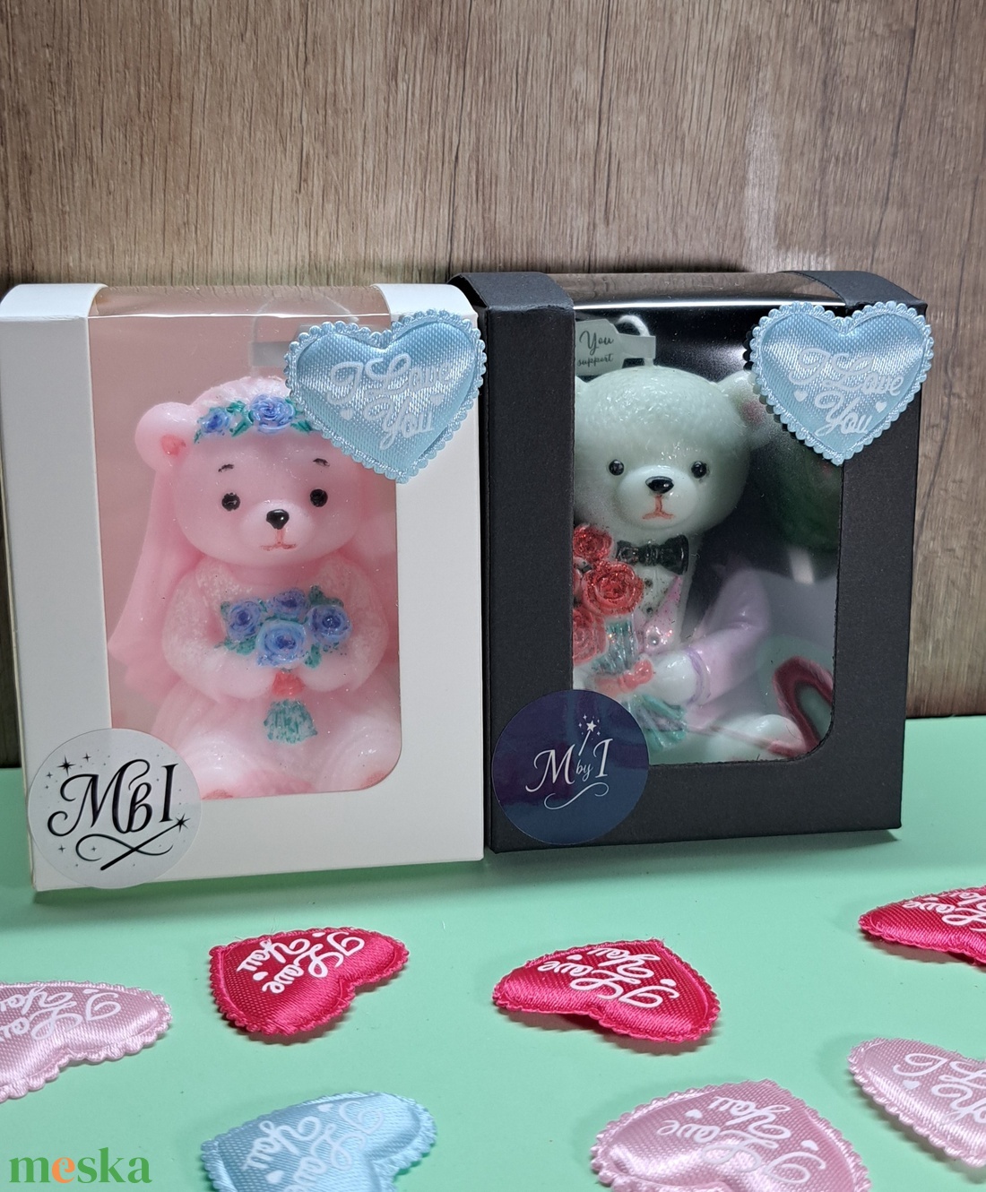 Kézzel festett gyertyaszett � Maci menyasszony és vőlegény  - otthon & életmód - gyertya, illat, aroma - gyertya - Meska.hu