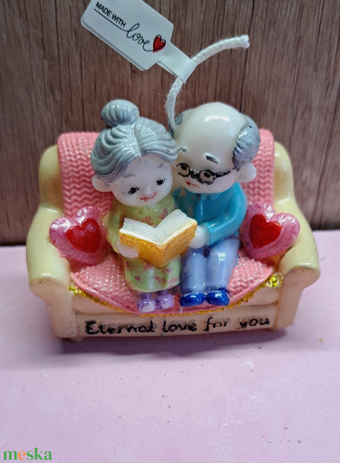 Romantikus nagyszülő pár dekoráció � évfordulós ajándék, kézzel festett - kellékek & szerszámok - dekorációs kellékek - dekorációs gyertya - Meska.hu