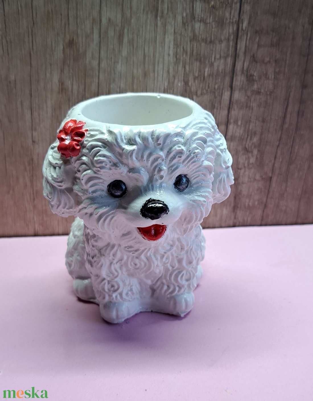 Kerámia kiskutya � virágtartó / ceruzatartó - otthon & életmód - virágdekoráció - virágtartó - váza - Meska.hu