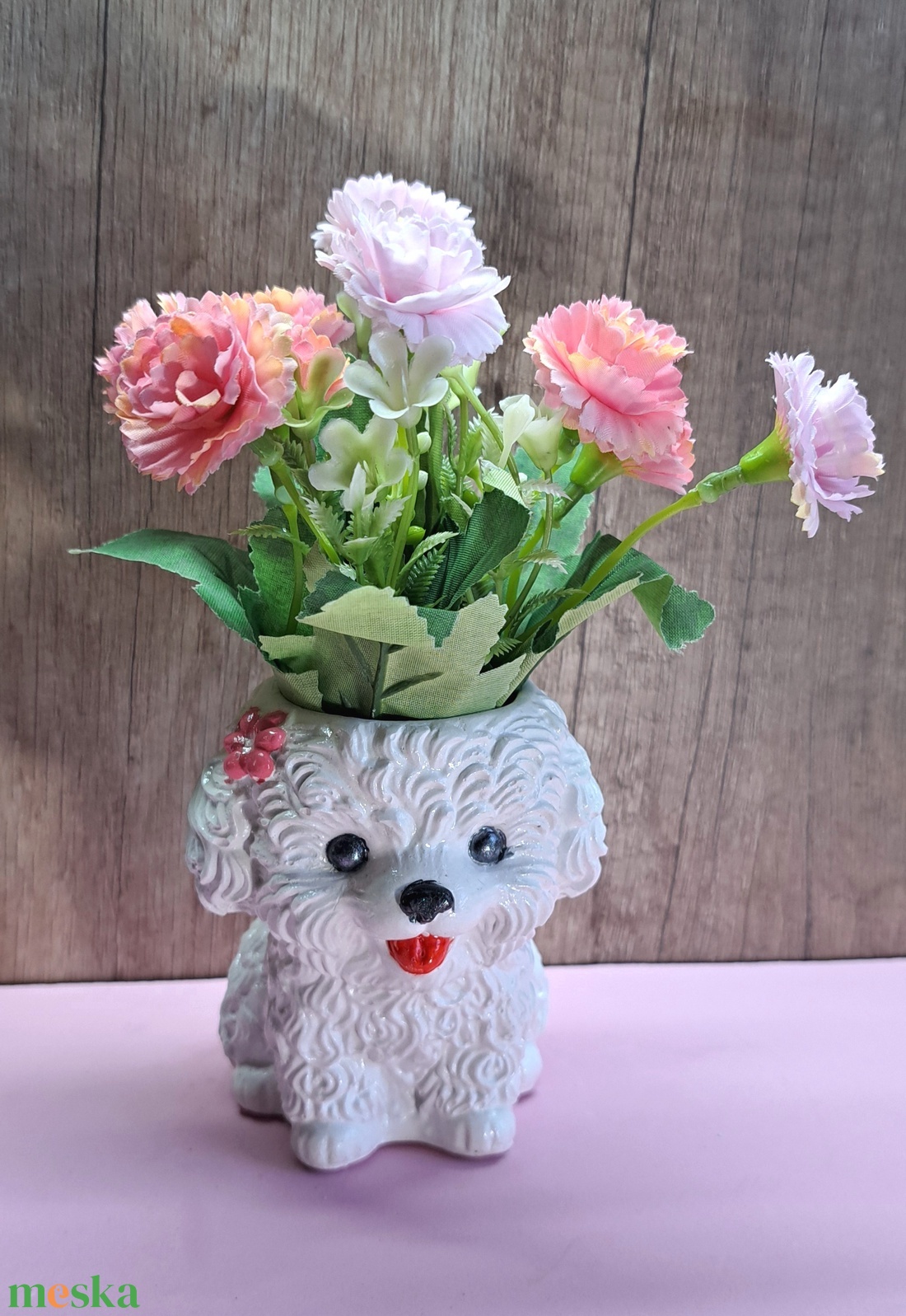 Kerámia kiskutya � virágtartó / ceruzatartó - otthon & életmód - virágdekoráció - virágtartó - váza - Meska.hu