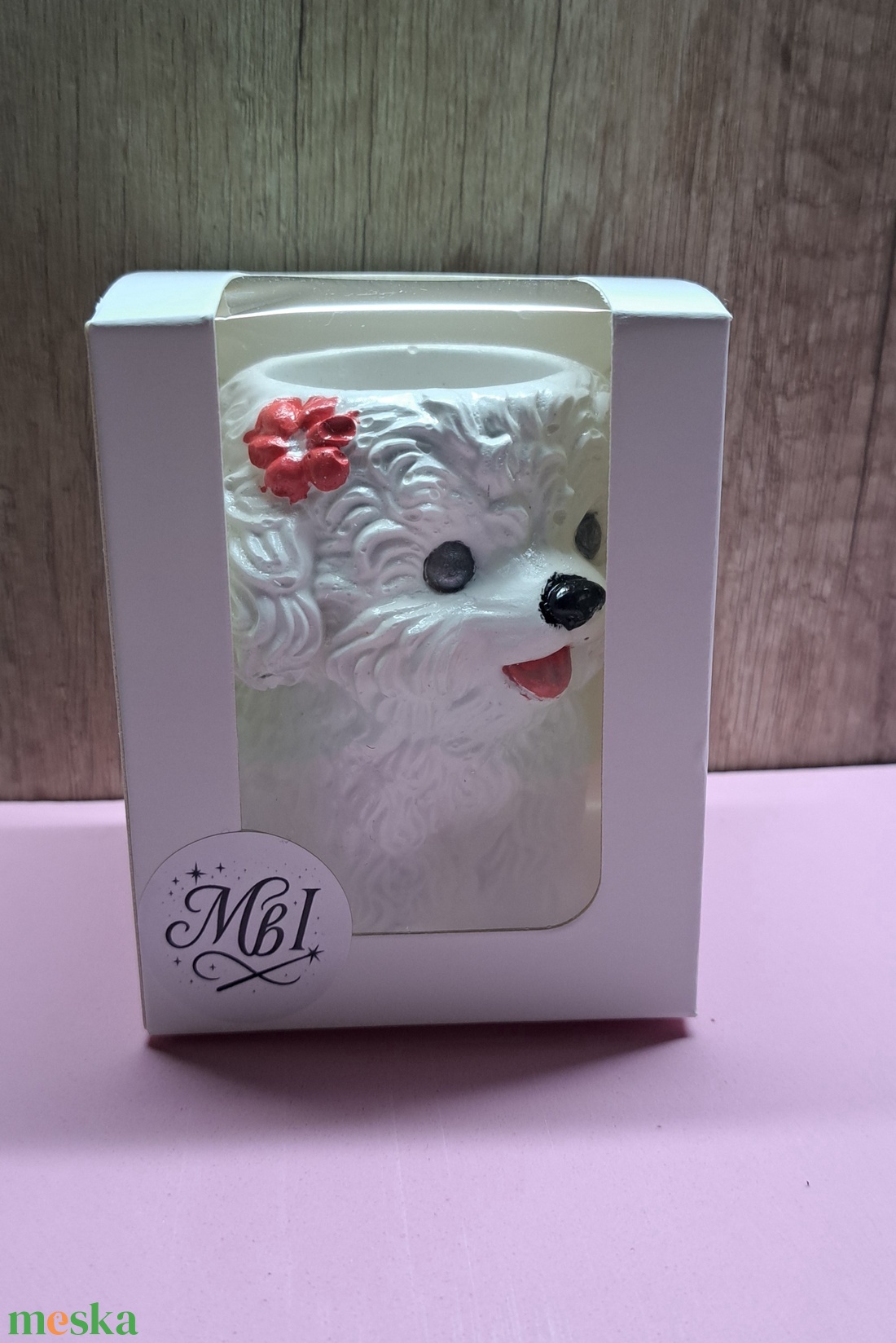 Kerámia kiskutya � virágtartó / ceruzatartó - otthon & életmód - virágdekoráció - virágtartó - váza - Meska.hu