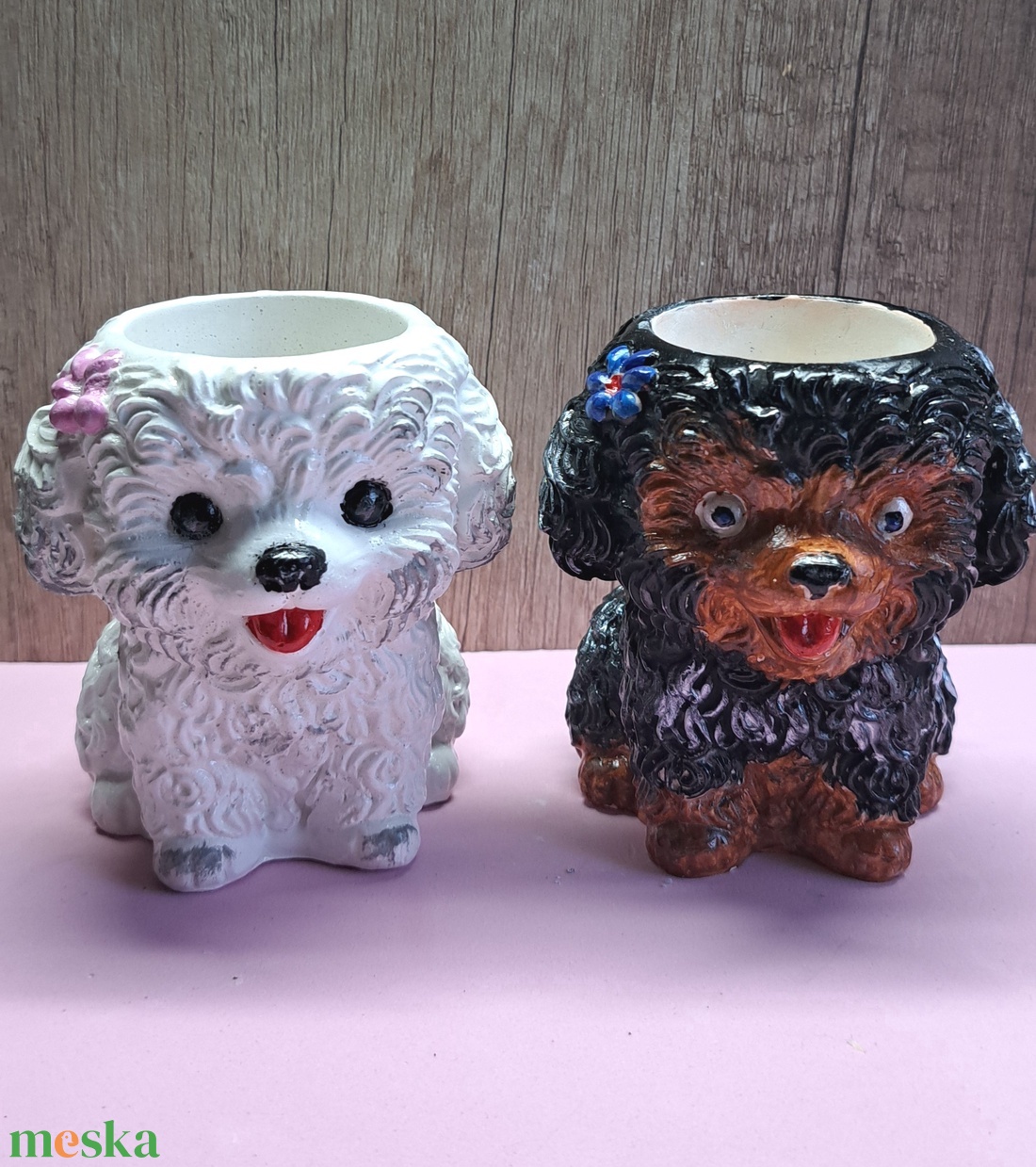 Kerámia kiskutya � virágtartó / ceruzatartó - otthon & életmód - virágdekoráció - virágtartó - váza - Meska.hu