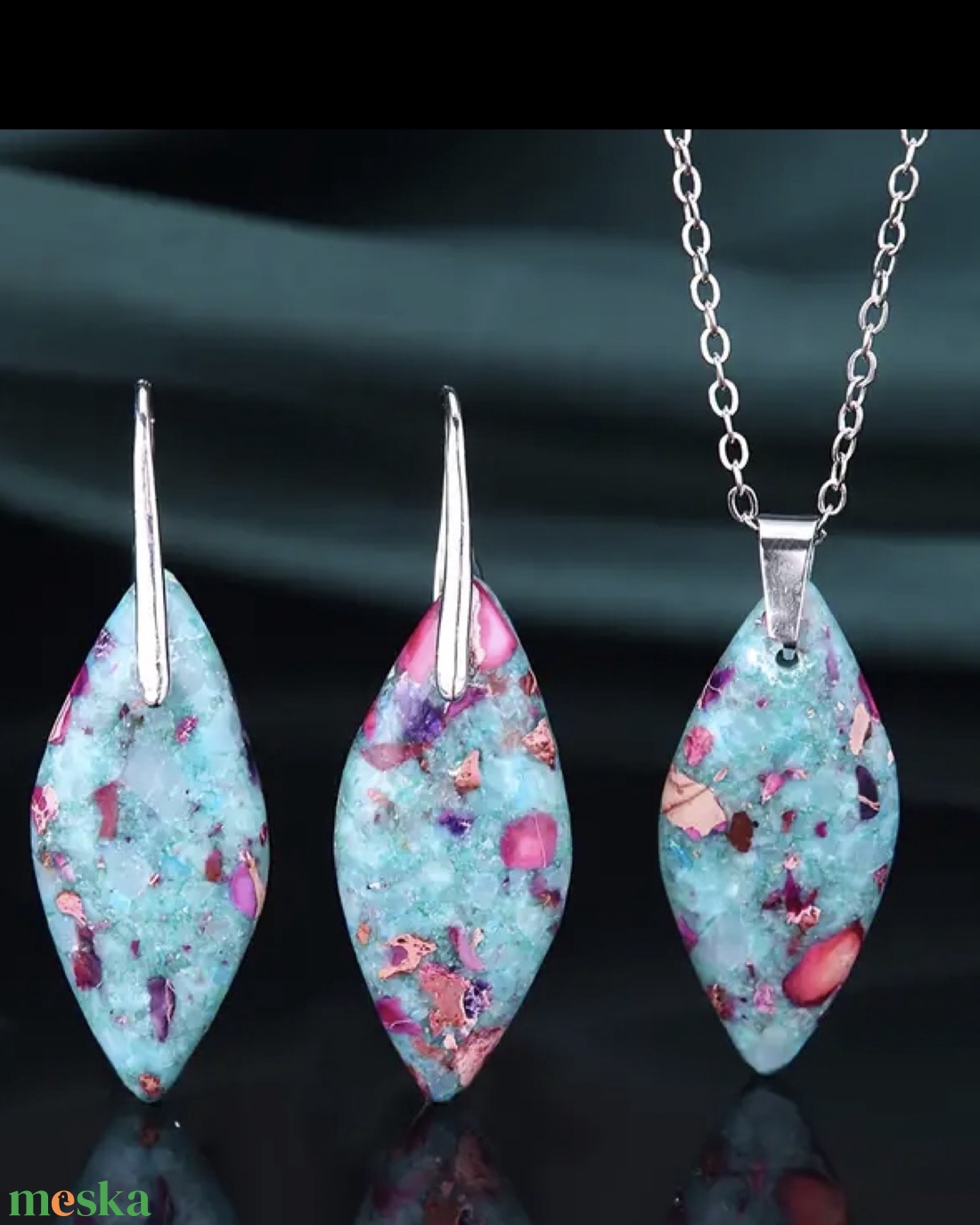 REGALIT ásvány (imperial jáspis, császárkő) fülbevaló és nyaklánc ékszer szett - ékszer - ékszerszett - Meska.hu