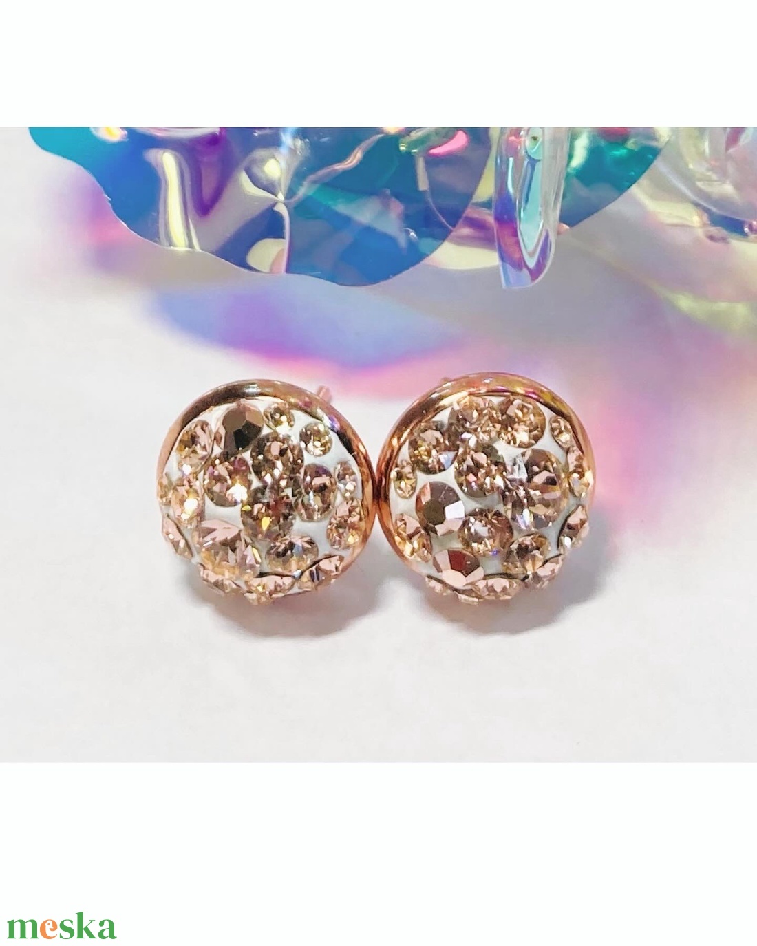 Nemesacél foglalatú Rosegold bedugós bőrbarát fülbevaló - ékszer - fülbevaló - pötty fülbevaló - Meska.hu Nemesacél foglalatú Rosegold bedugós bőrbarát fülbevaló - ékszer - fülbevaló - pötty fülbevaló - Meska.hu