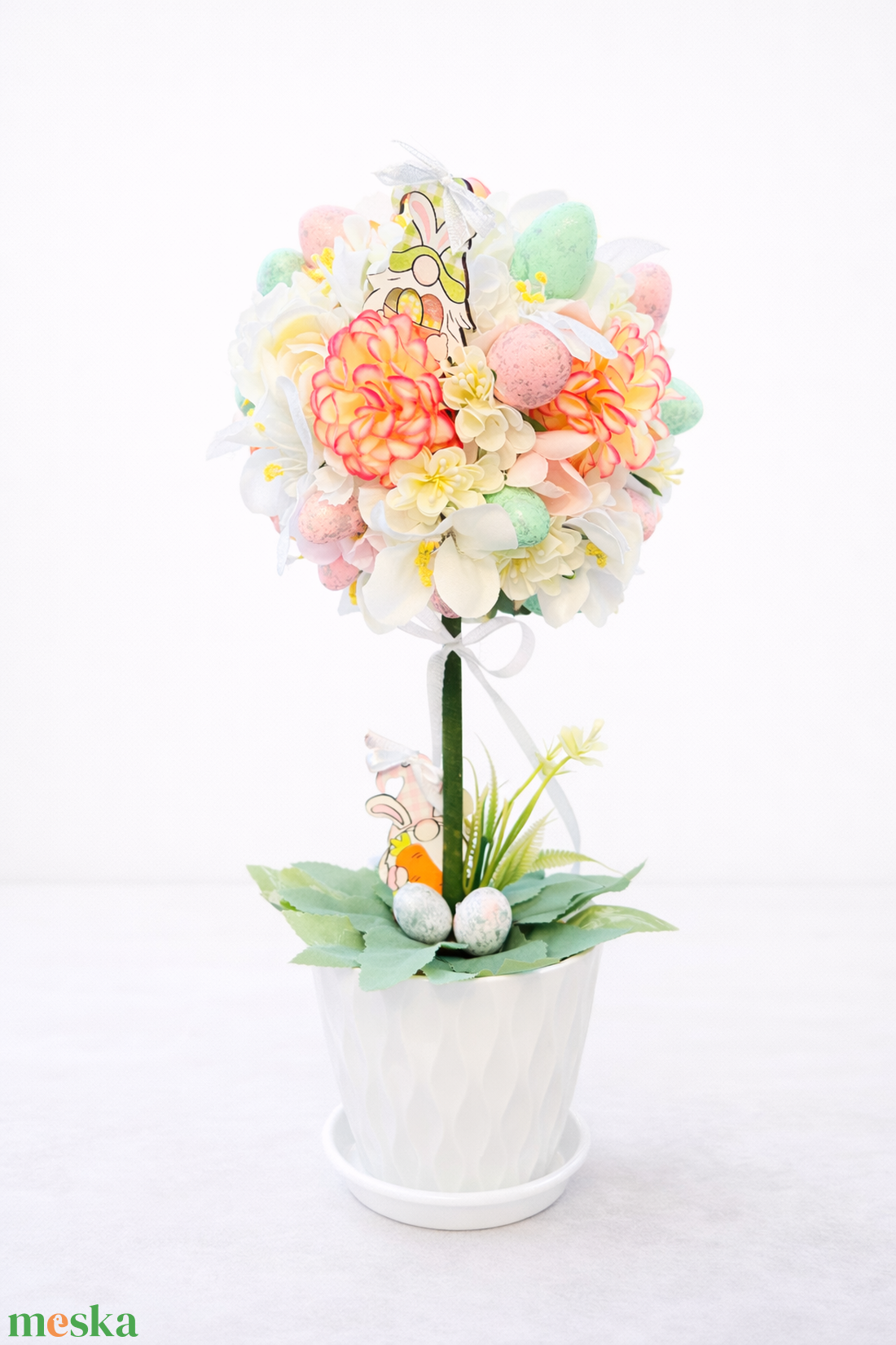 Húsvéti nyuszis asztaldísz � tavaszi tojásfa kaspóban � - ünnepi díszek, dekorációk - húsvéti díszek és dekorációk - húsvéti asztaldíszek - Meska.hu