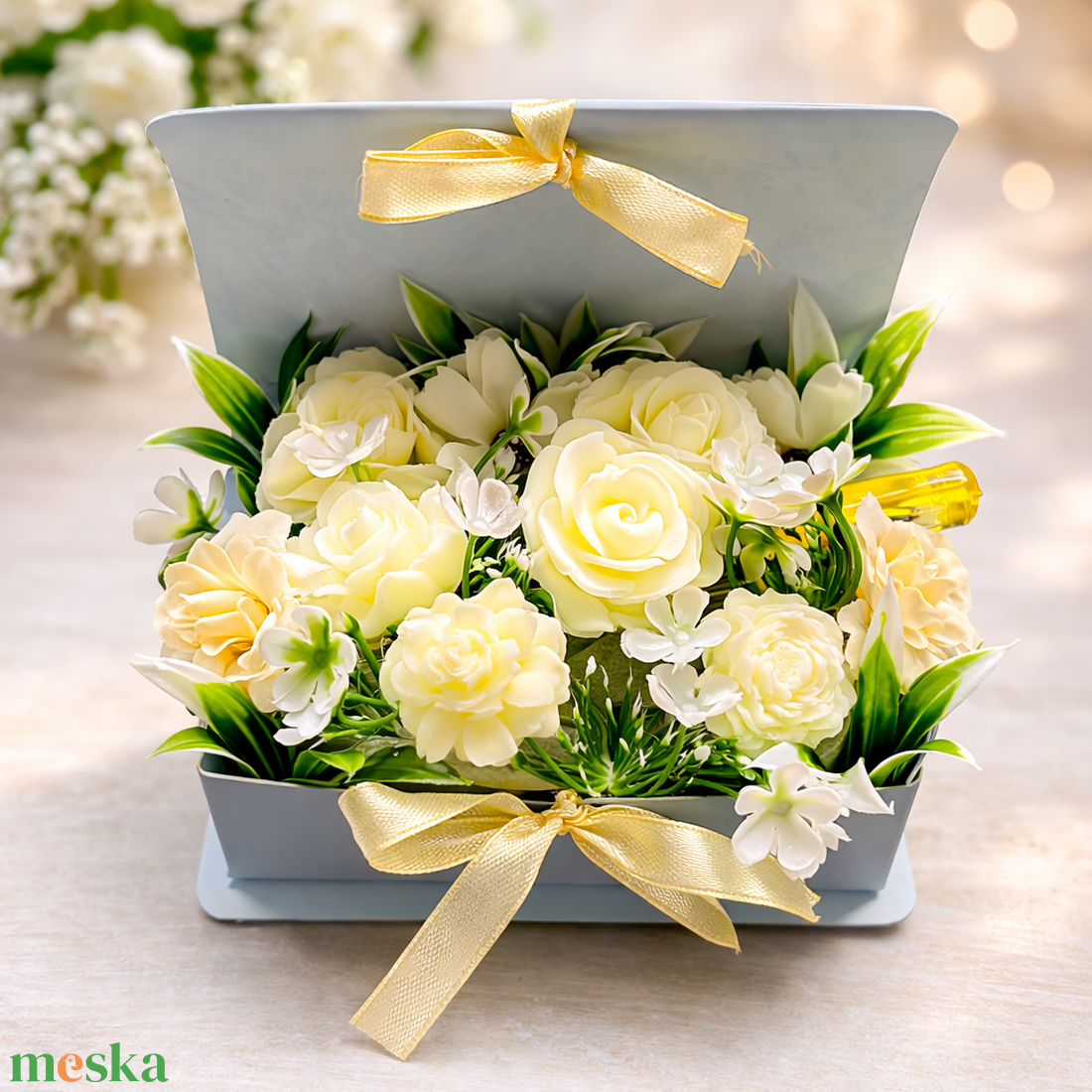 Szappanvirágos virágbox könyv formájú dobozban tollal � ballagási ajándék tanárnak vagy diáknak - szépségápolás - szappan & fürdés - kézműves szappan - Meska.hu