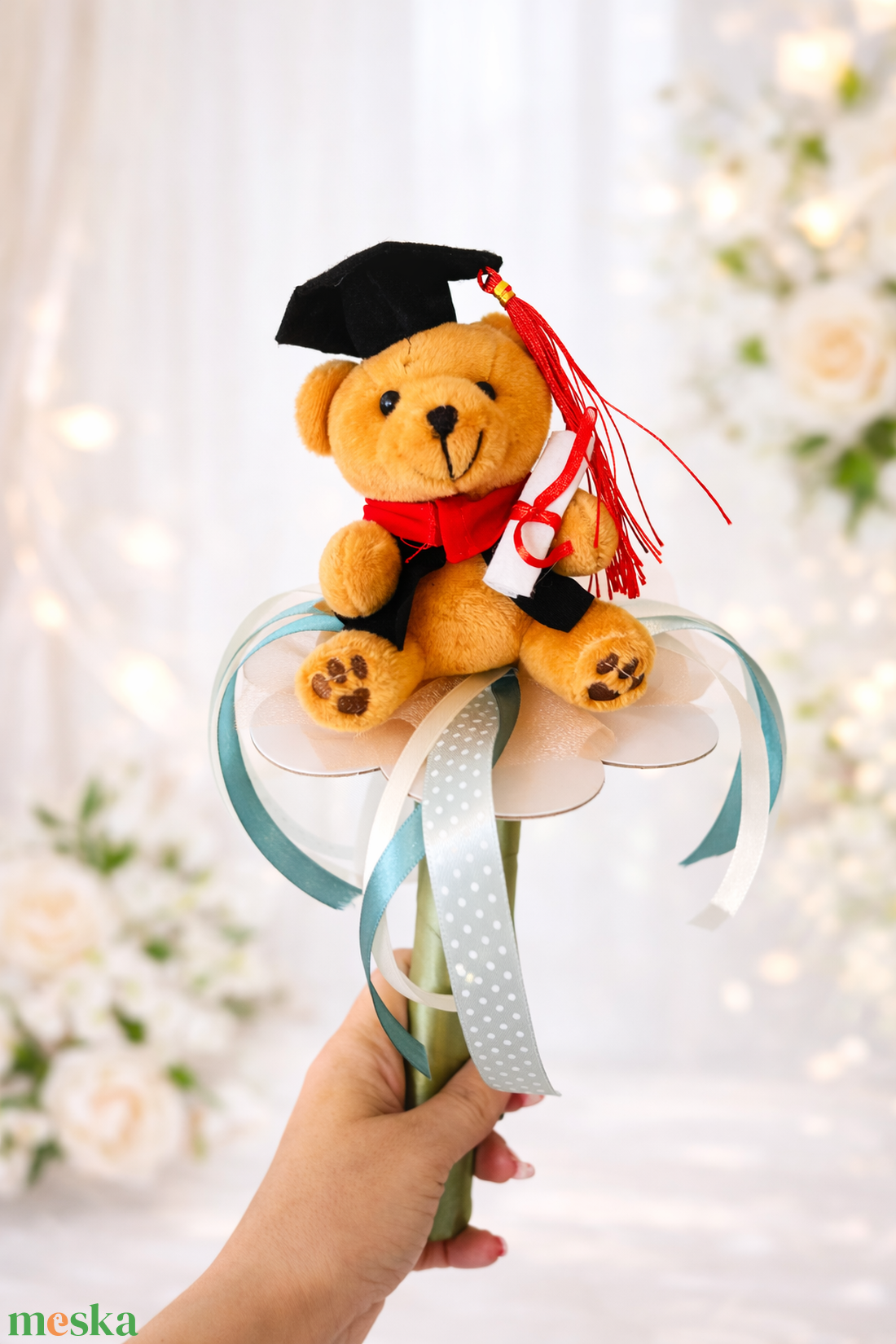 Ballagó plüss csokor � 30 cm � kézzel készített ballagási ajándék - otthon & életmód - virágdekoráció - virágok - virágcsokor - Meska.hu