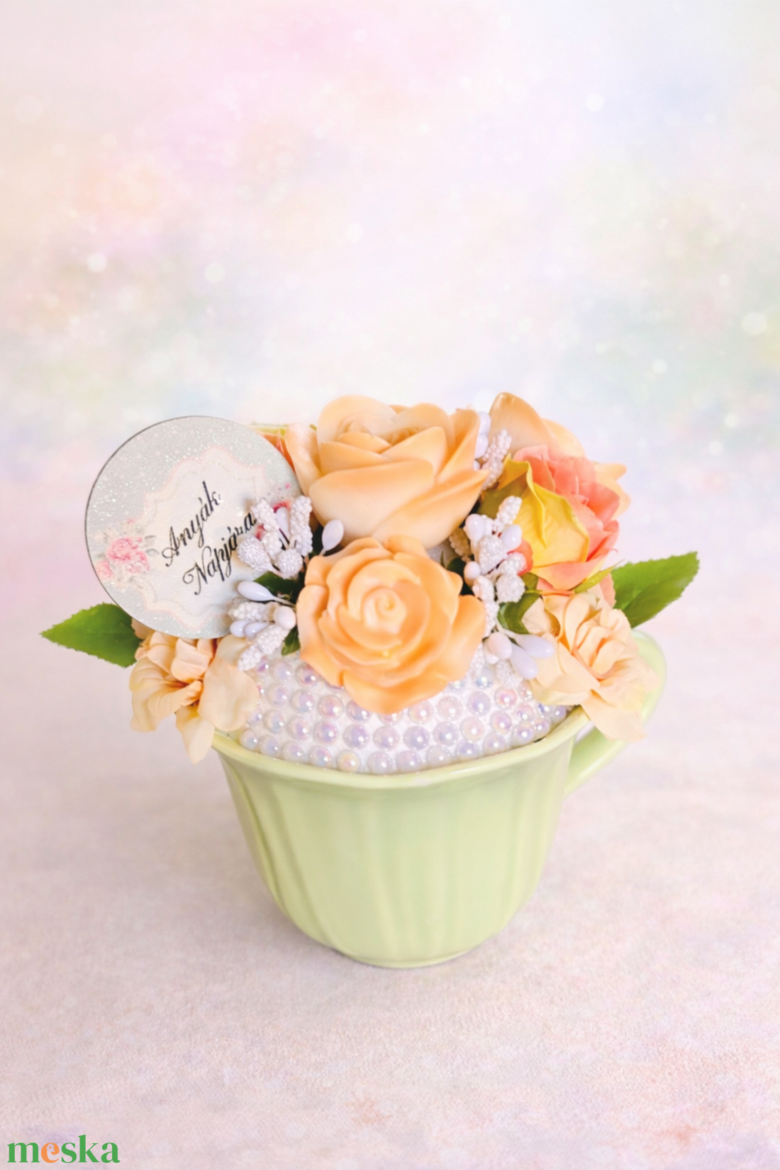 Szappanvirágos csészés, táblás anyák napi ajándék  - szépségápolás - szappan & fürdés - kézműves szappan - Meska.hu