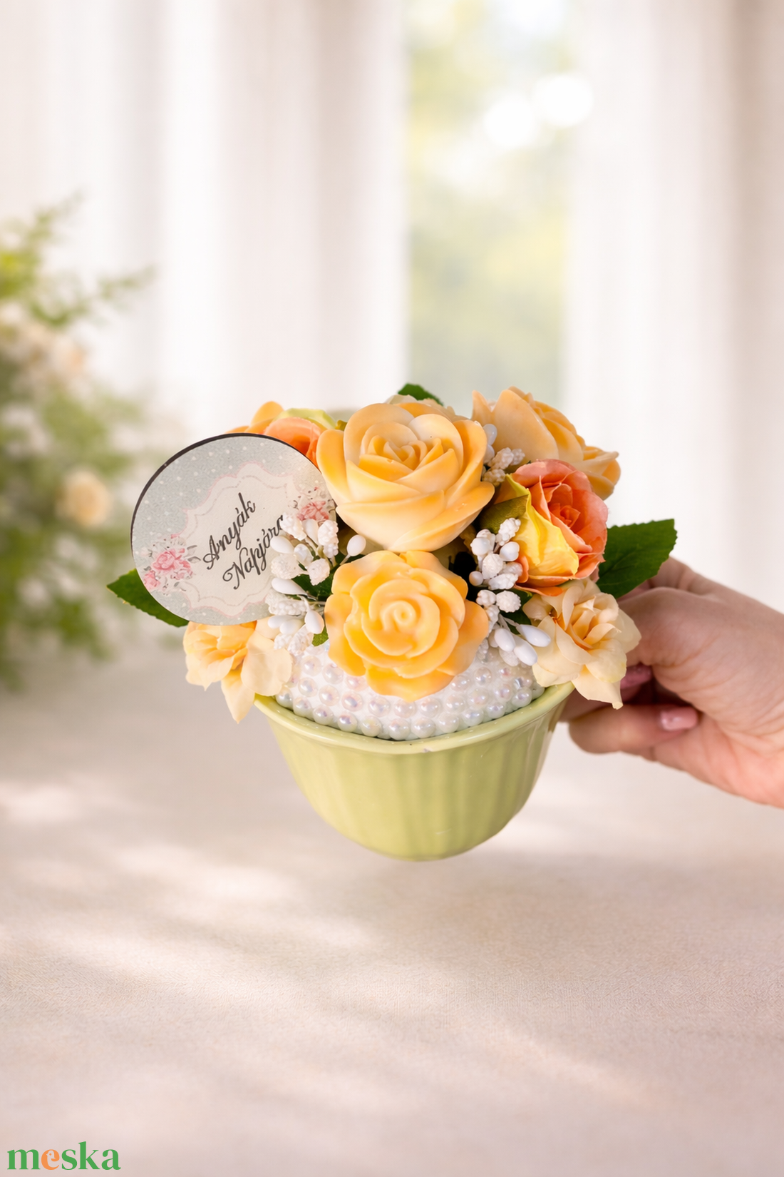 Szappanvirágos csészés, táblás anyák napi ajándék  - szépségápolás - szappan & fürdés - kézműves szappan - Meska.hu