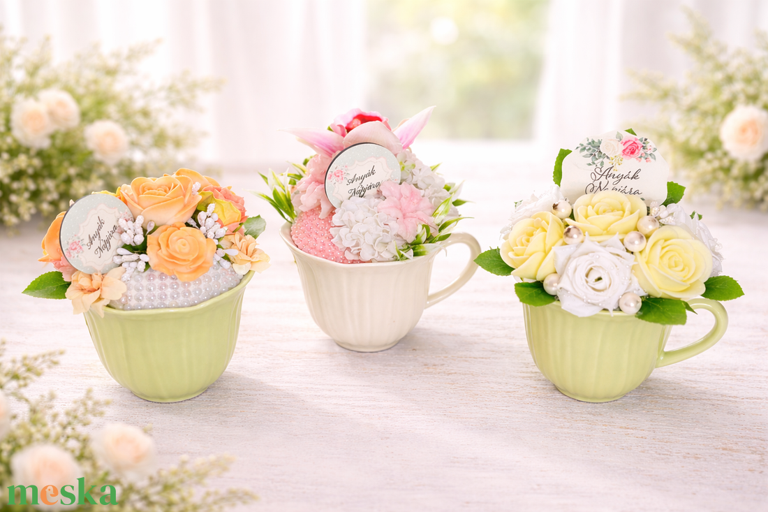 Szappanvirágos csészés, táblás anyák napi ajándék  - szépségápolás - szappan & fürdés - kézműves szappan - Meska.hu