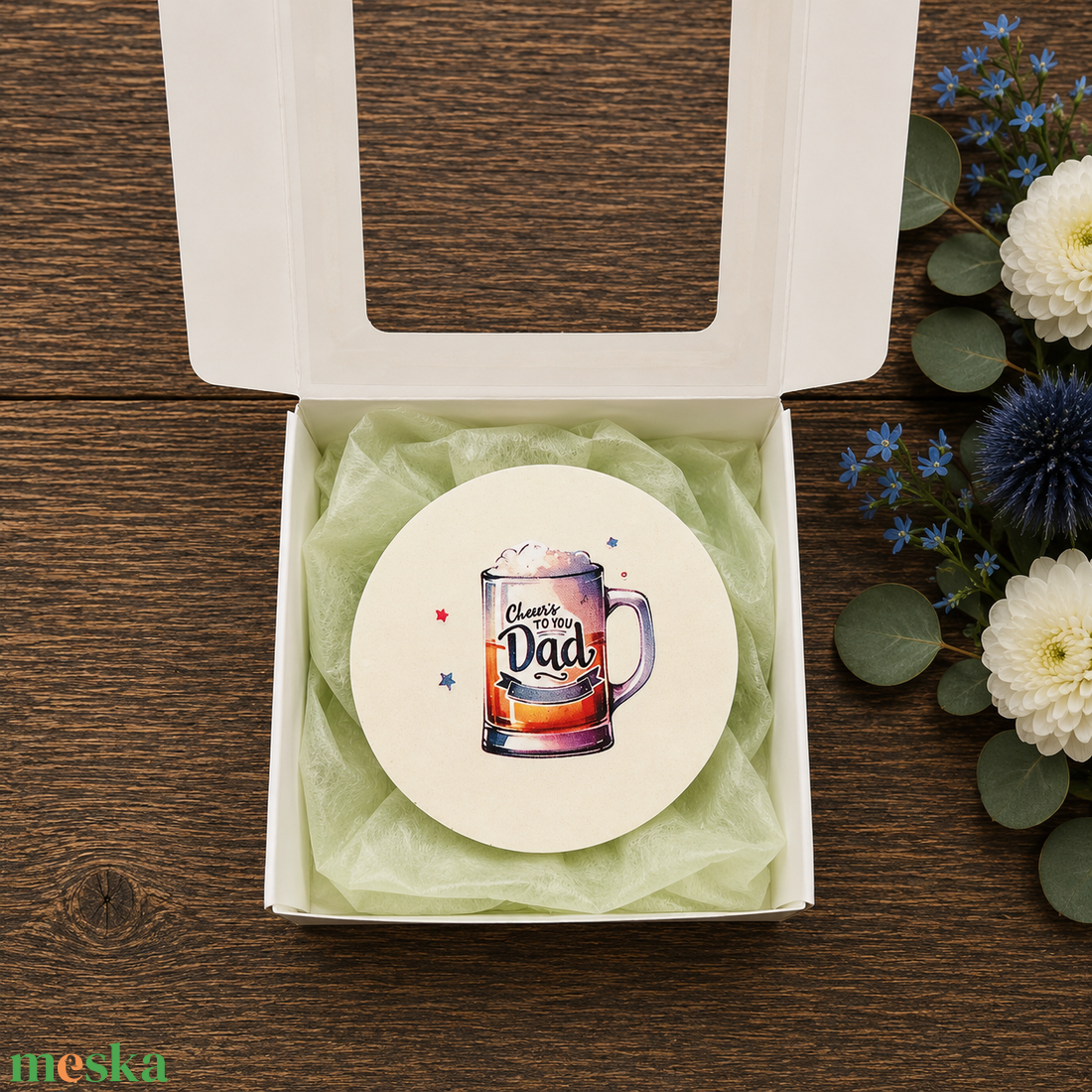 Apák napi kerek hűtőmágnes díszdobozban 9x9 cm � Best Dad Ever ajándék édesapáknak - otthon & életmód - konyhafelszerelés, tálalás - konyhai dekoráció - hűtőmágnes - Meska.hu