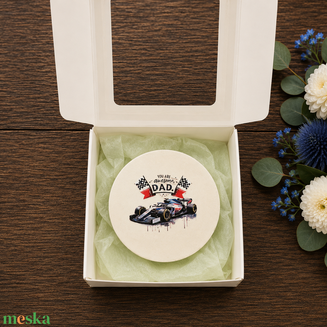 Apák napi kerek hűtőmágnes díszdobozban 9x9 cm � Best Dad Ever ajándék édesapáknak - otthon & életmód - konyhafelszerelés, tálalás - konyhai dekoráció - hűtőmágnes - Meska.hu