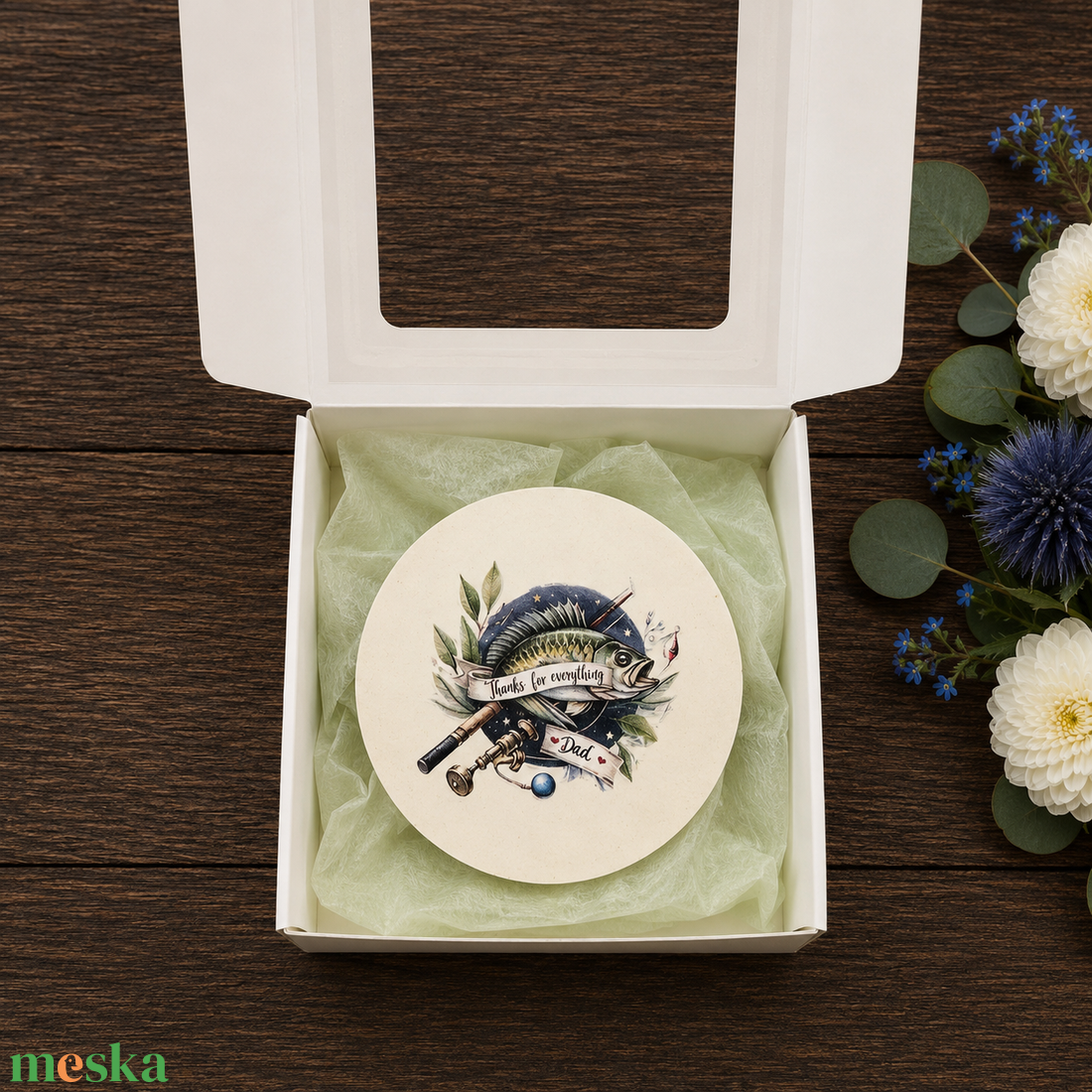 Apák napi kerek hűtőmágnes díszdobozban 9x9 cm � Best Dad Ever ajándék édesapáknak - otthon & életmód - konyhafelszerelés, tálalás - konyhai dekoráció - hűtőmágnes - Meska.hu