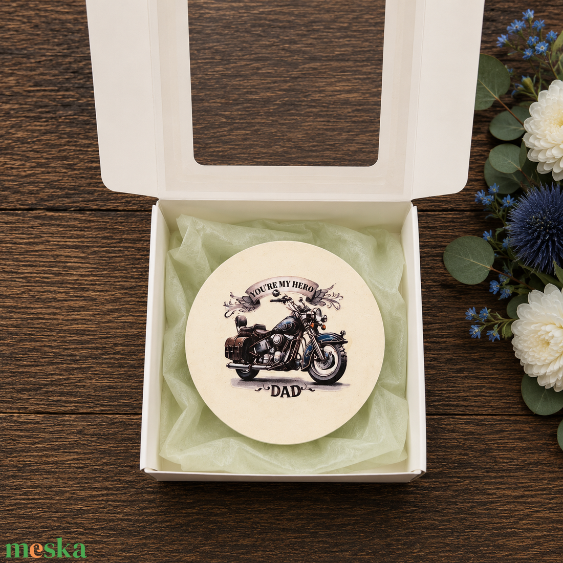 Apák napi kerek hűtőmágnes díszdobozban 9x9 cm � Best Dad Ever ajándék édesapáknak - otthon & életmód - konyhafelszerelés, tálalás - konyhai dekoráció - hűtőmágnes - Meska.hu