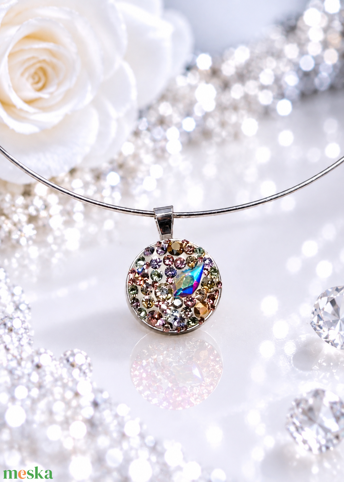 Swarovski /Preciosa kristályos nemesacél nyaklánc � különleges, elegáns ékszer - ékszer - nyaklánc - medálos nyaklánc - Meska.hu