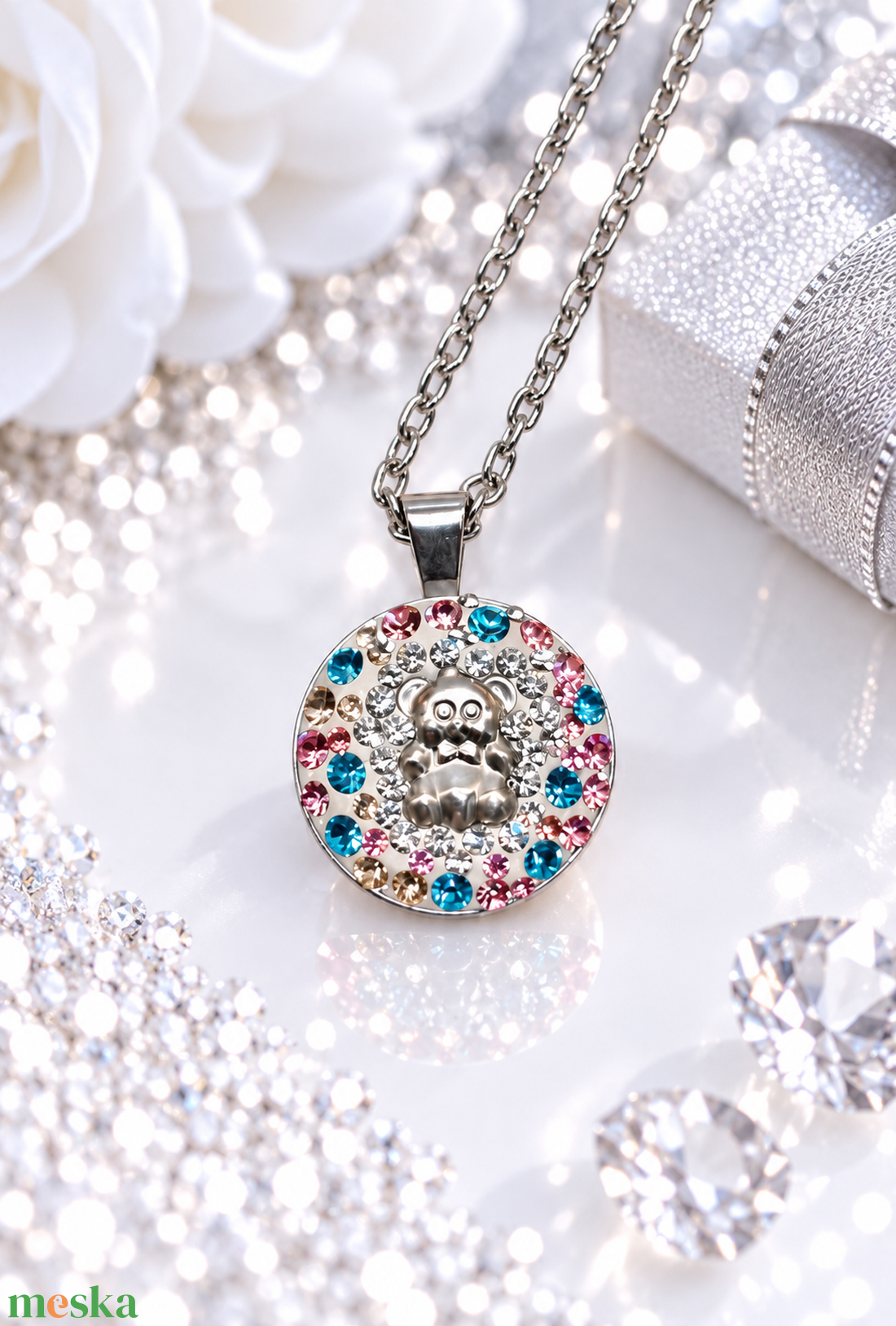 Swarovski /Preciosa kristályos nemesacél nyaklánc � különleges, csillogó ékszer - ékszer - nyaklánc - medálos nyaklánc - Meska.hu
