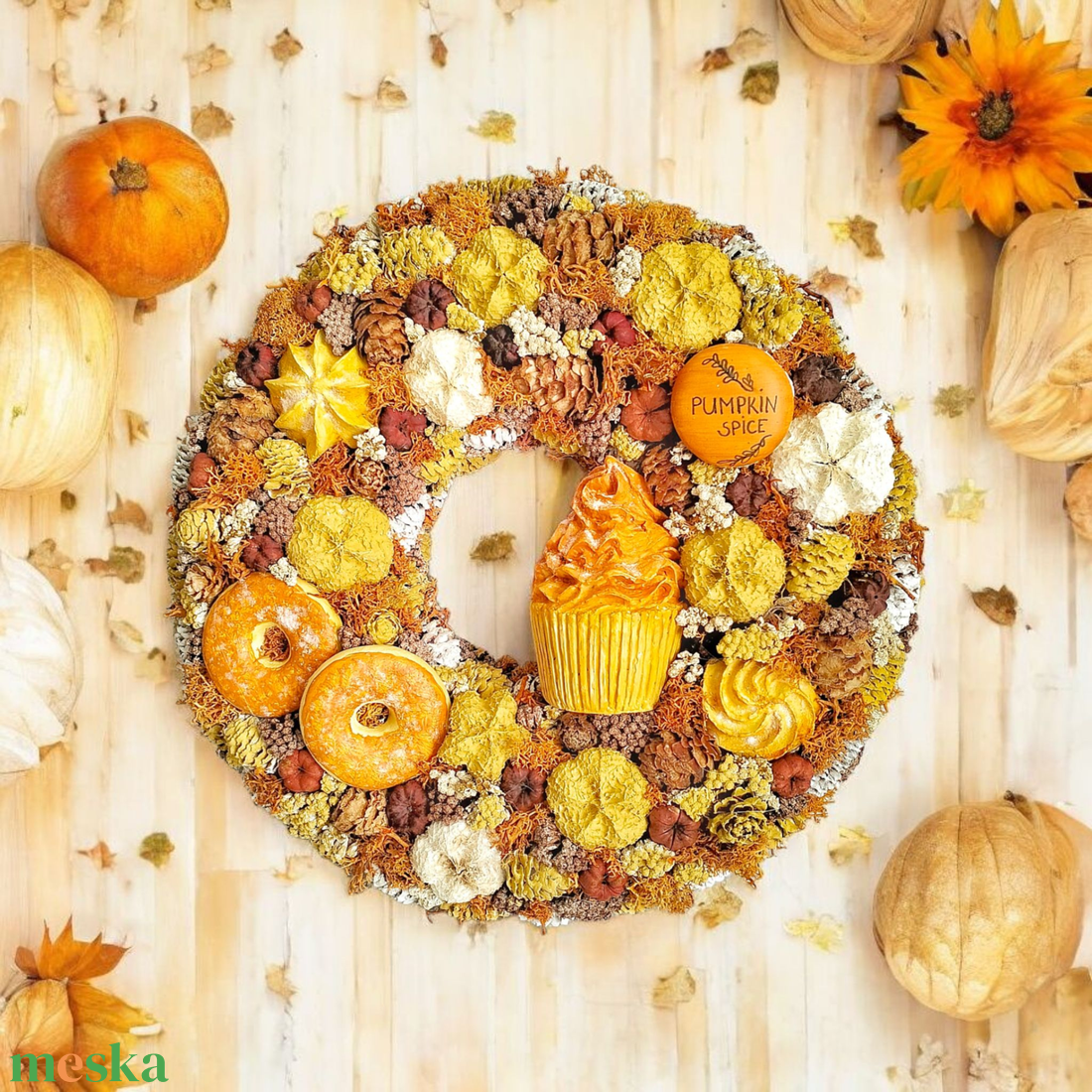 Pumpkin Spice édességes kopogtató  - otthon & életmód - dekoráció - ajtó- és ablak dekoráció - ajtódísz & kopogtató - Meska.hu