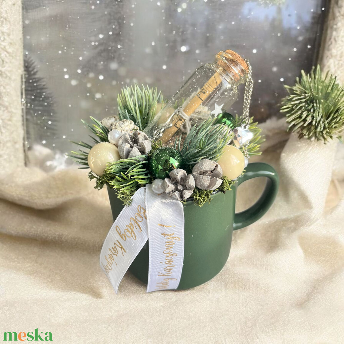 Bögrés asztaldísz - karácsony - adventi díszek - adventi asztaldísz - Meska.hu