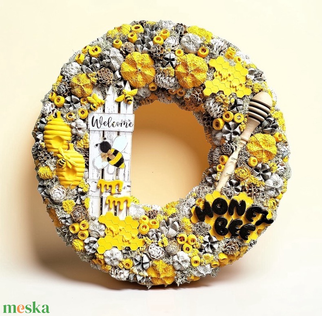 Honey Bee kopogtató - otthon & életmód - dekoráció - ajtó- és ablak dekoráció - ajtódísz & kopogtató - Meska.hu