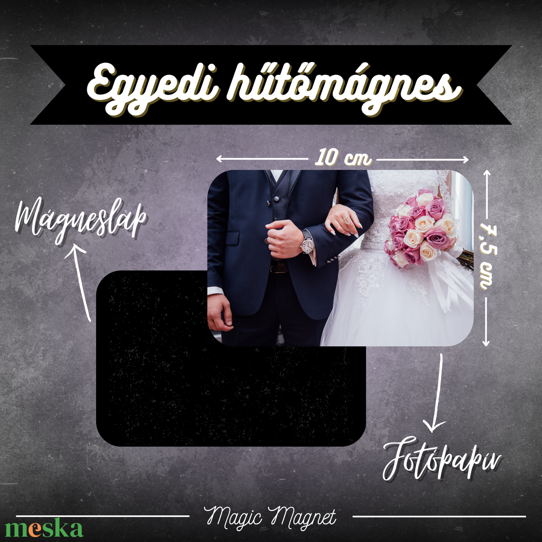 Egyedi Esküvői Hűtőmágnes  10  7,5 cm - otthon & életmód - konyhafelszerelés, tálalás - konyhai dekoráció - hűtőmágnes - Meska.hu