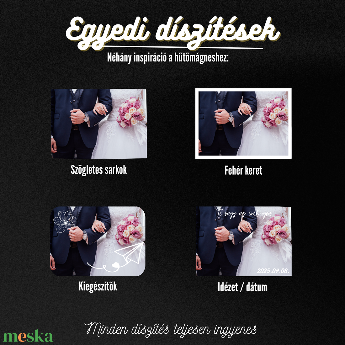 Egyedi Esküvői Hűtőmágnes  10  7,5 cm - otthon & életmód - konyhafelszerelés, tálalás - konyhai dekoráció - hűtőmágnes - Meska.hu