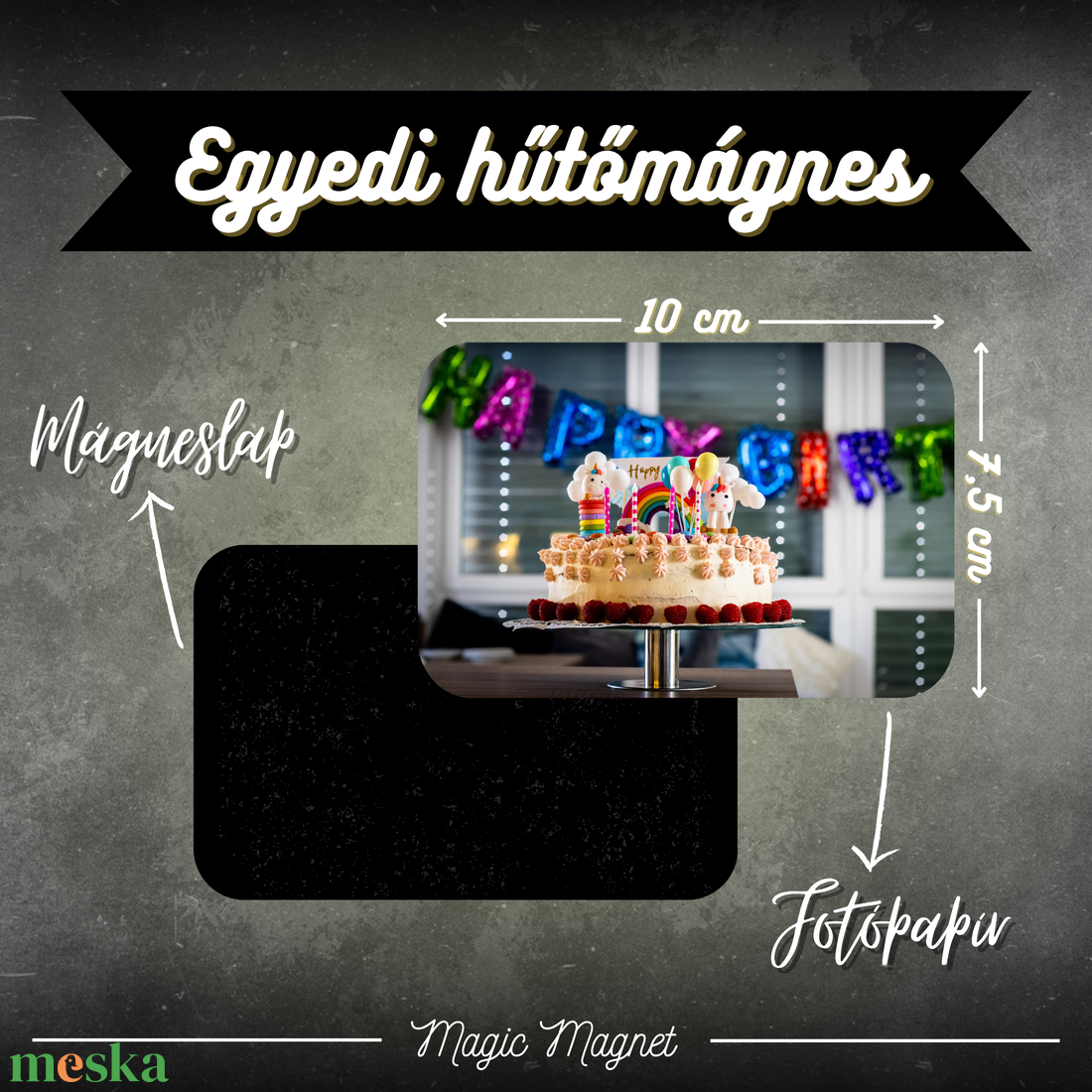 Egyedi Születésnapi Hűtőmágnes  10  7,5 cm - otthon & életmód - konyhafelszerelés, tálalás - konyhai dekoráció - hűtőmágnes - Meska.hu