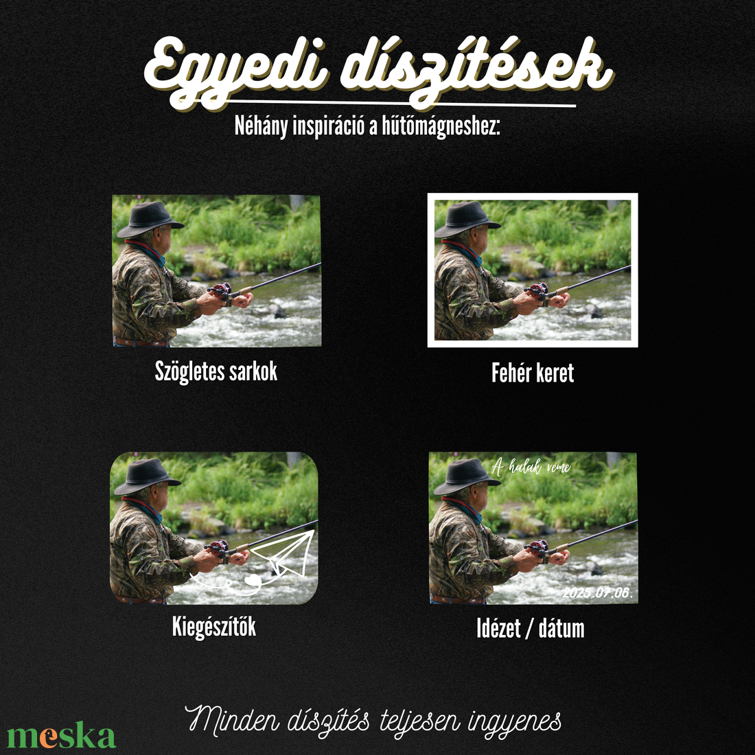 Egyedi Horgász Hűtőmágnes  10  7,5 cm - otthon & életmód - konyhafelszerelés, tálalás - konyhai dekoráció - hűtőmágnes - Meska.hu