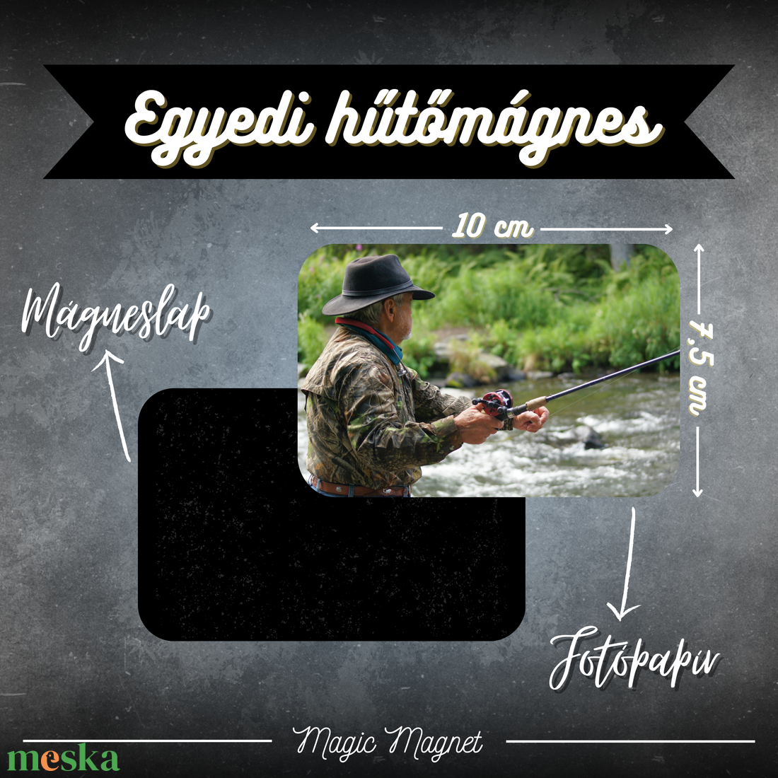 Egyedi Horgász Hűtőmágnes  10  7,5 cm - otthon & életmód - konyhafelszerelés, tálalás - konyhai dekoráció - hűtőmágnes - Meska.hu