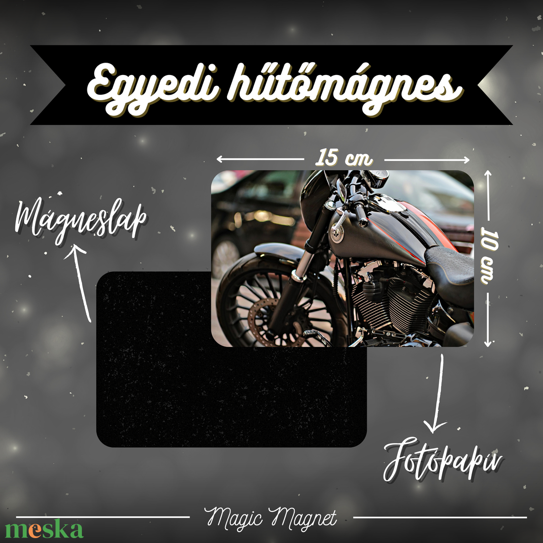 Egyedi Motoros Hűtőmágnes  15  10 cm - otthon & életmód - konyhafelszerelés, tálalás - konyhai dekoráció - hűtőmágnes - Meska.hu