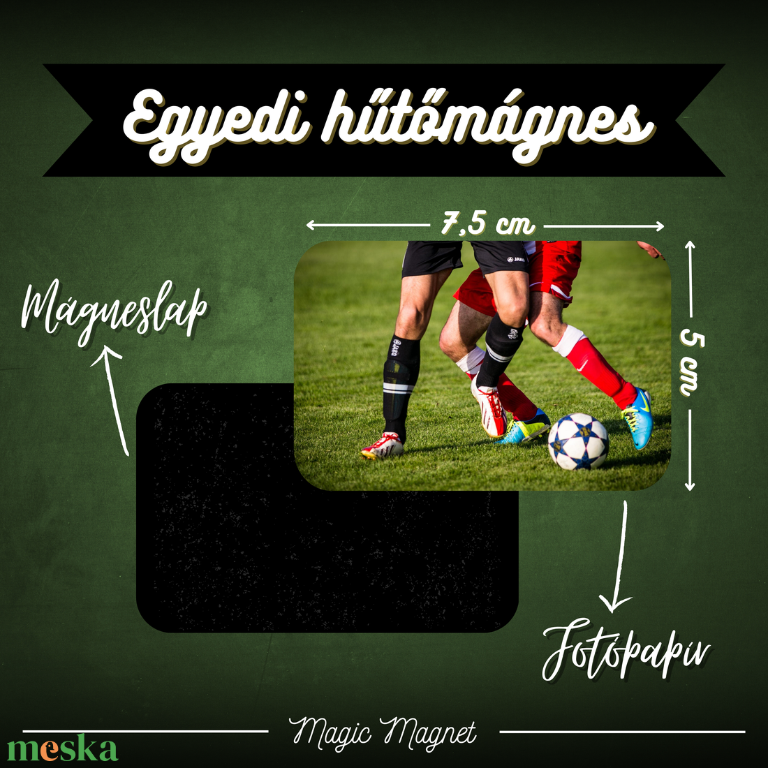 Egyedi Focis Hűtőmágnes � 7,5 � 5 cm - otthon & életmód - konyhafelszerelés, tálalás - konyhai dekoráció - hűtőmágnes - Meska.hu