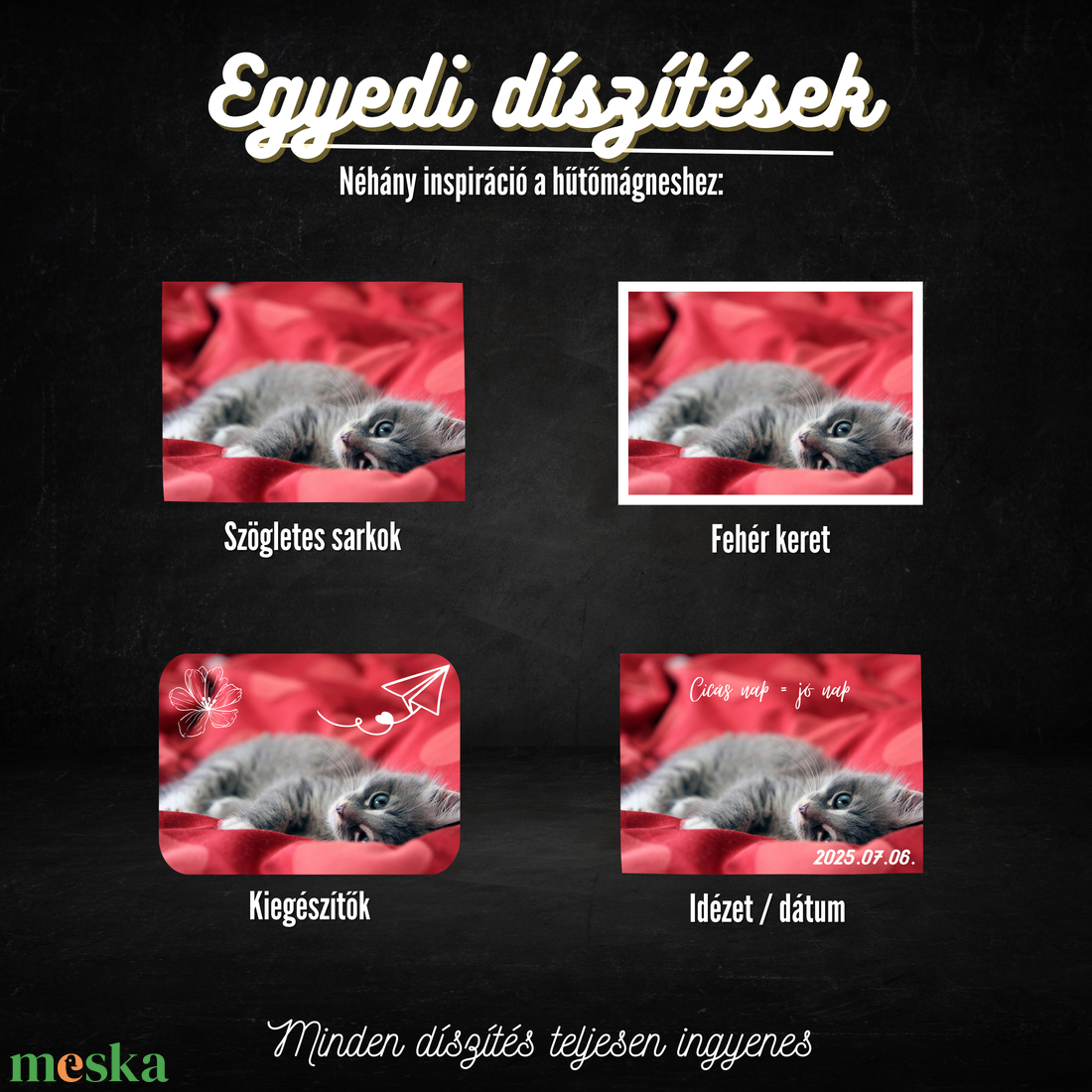 Egyedi Cicás Hűtőmágnes  7,5  5 cm - otthon & életmód - konyhafelszerelés, tálalás - konyhai dekoráció - hűtőmágnes - Meska.hu