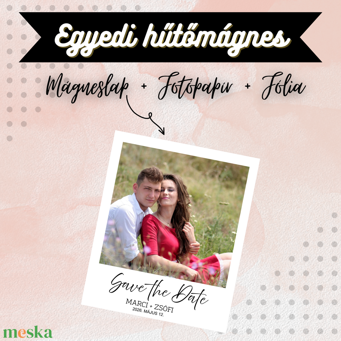 Egyedi Save The Date Hűtőmágnes  9  7,5 cm - otthon & életmód - konyhafelszerelés, tálalás - konyhai dekoráció - hűtőmágnes - Meska.hu